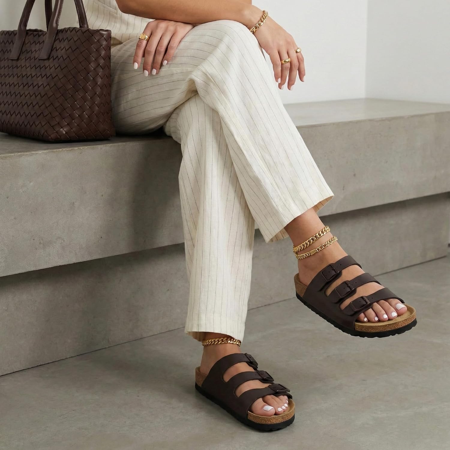 CUSHIONAIRE Women's Lela Cork footbed Sandal with +Comfort