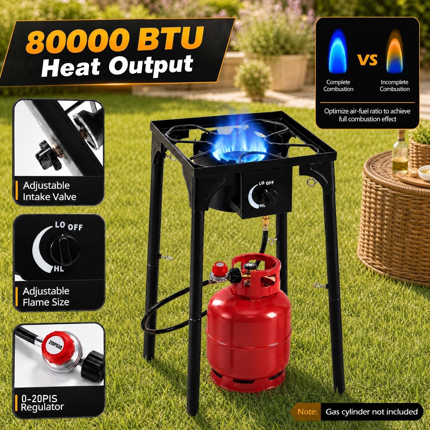 Goplus Outdoor Camping Stove, Dual Burner Propane Gas Cooker