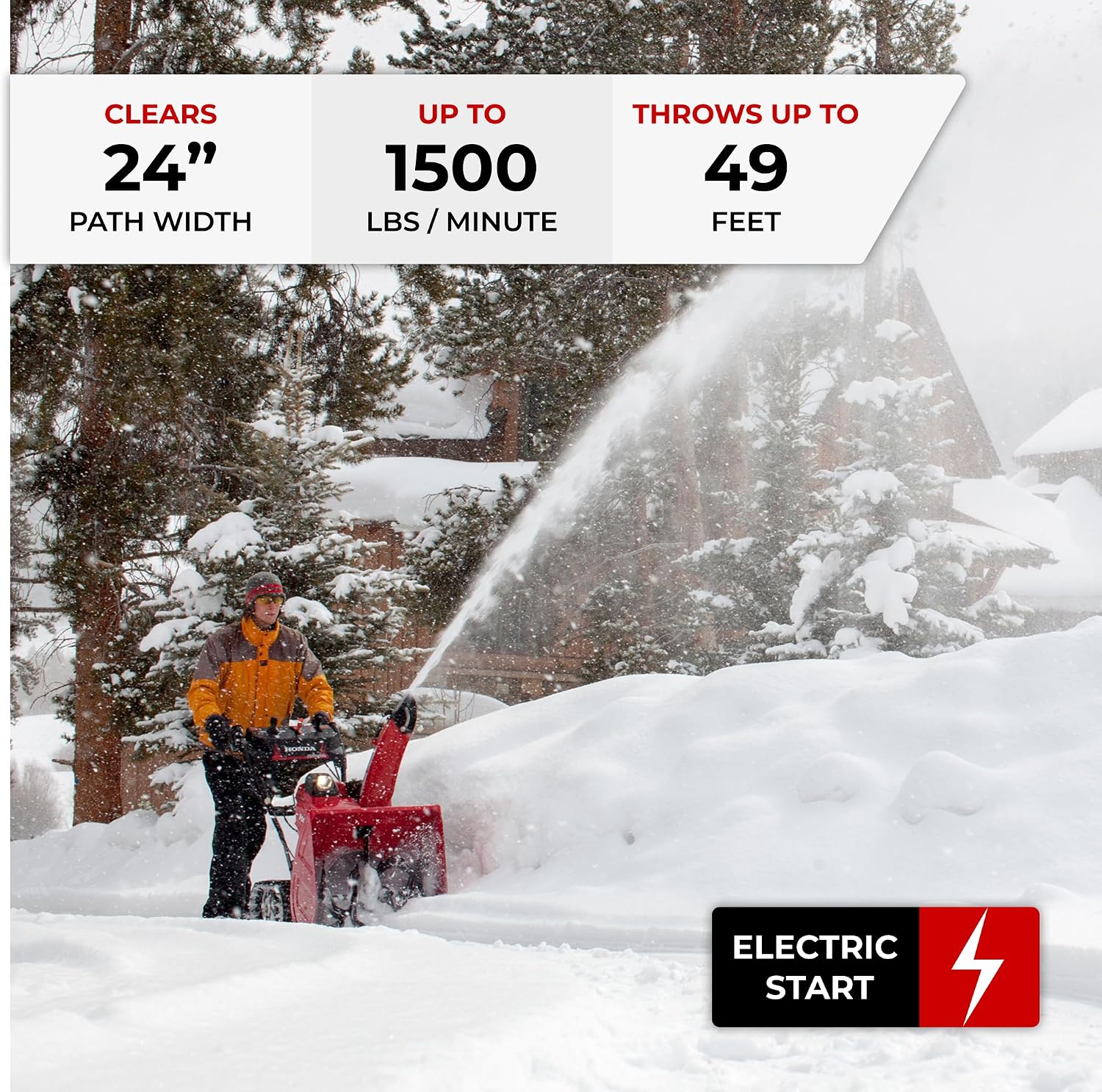 Honda HSS724 23.8-Inch Two Stage Snow Blower with Electric Start and Track Drive