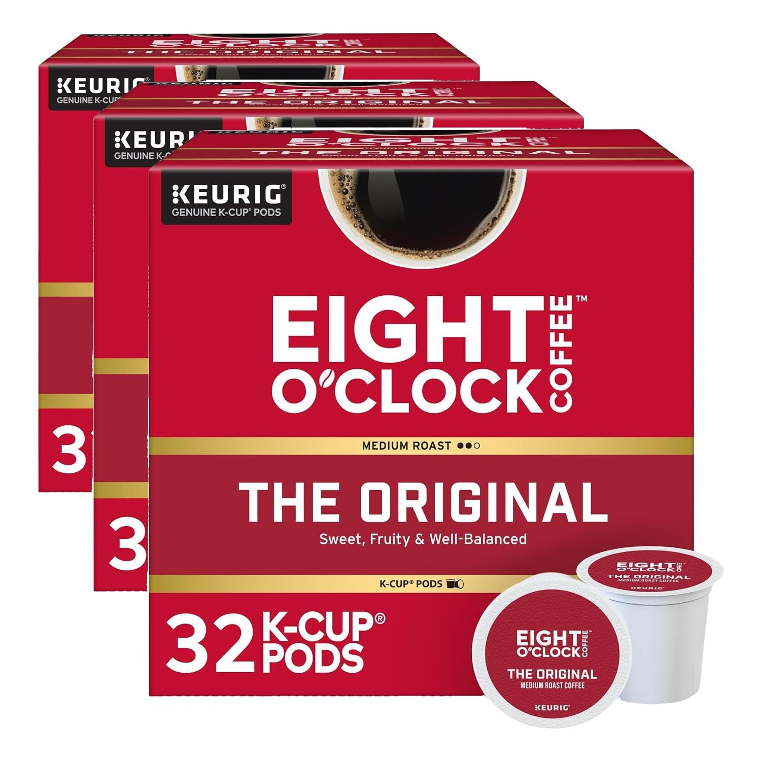 Eight O'Clock Coffee The Original, Single-Serve Keurig K-Cup Pods, Medium Roast Coffee Pods, 72 Count