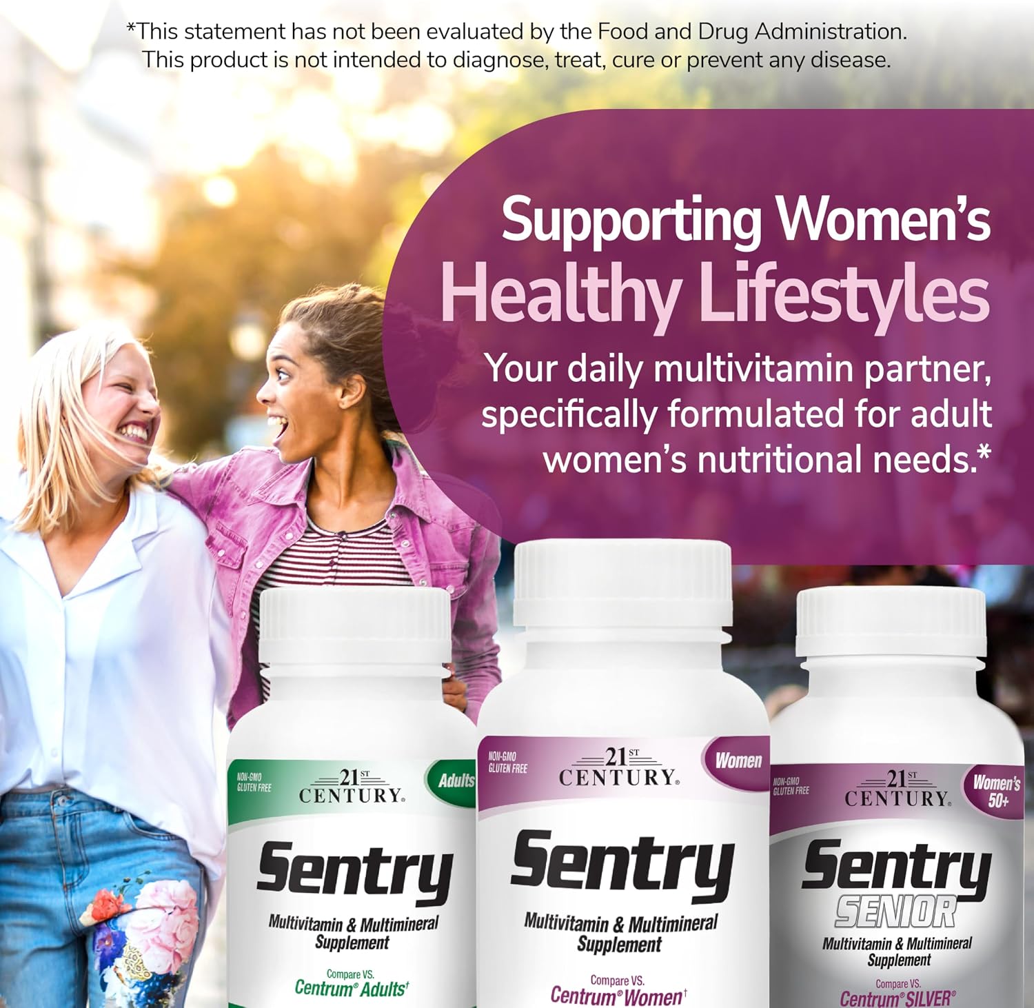 21st Century Sentry Women Multivitamin with Iron & Calcium, 120 Count | Complete Women's Multivitamin & Multimineral with Iron, Compare VS. Centrum® Women, Daily Energy, 120-count 4-month Supply