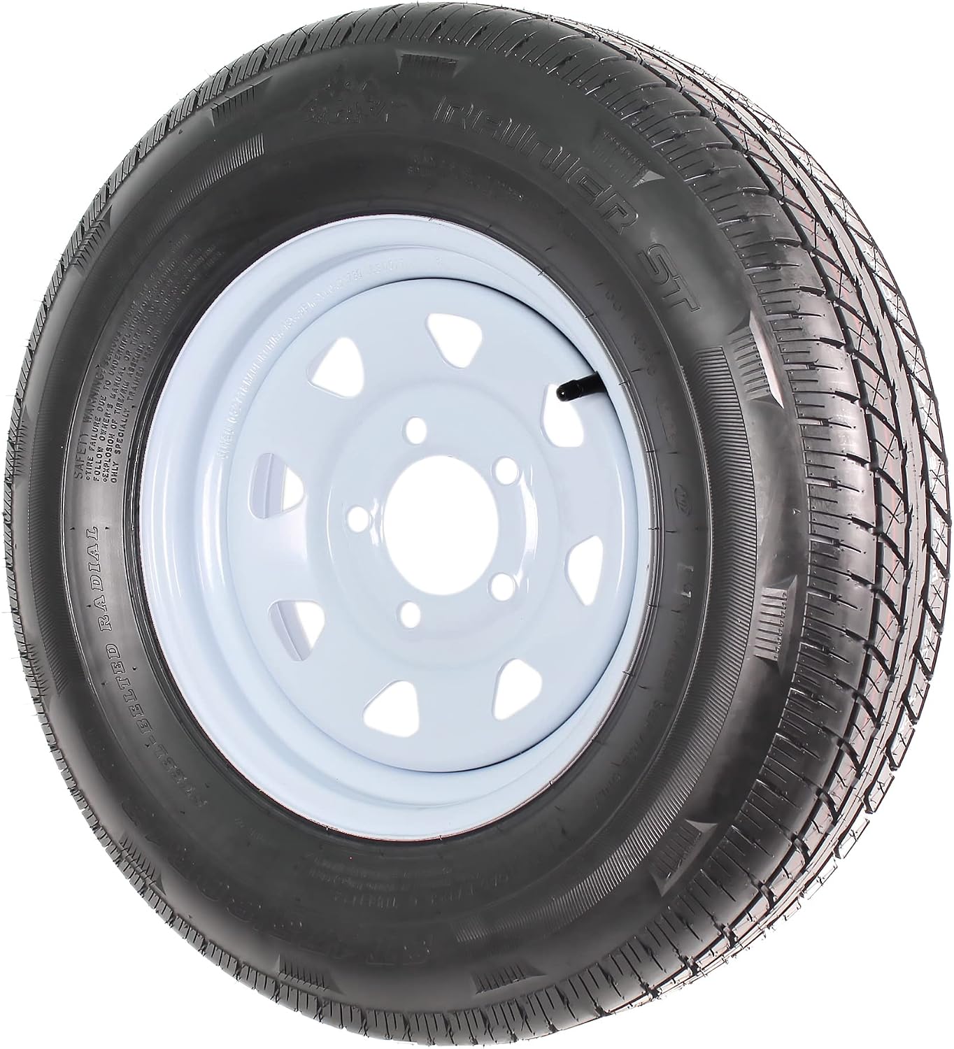 eCustomrim 2-Pack Radial Trailer Tire Rim Assembly ST175/80R13 5 Lug White | Spoke Wheel, 5 Lug on 4.5 Inch Center Bolt Pattern
