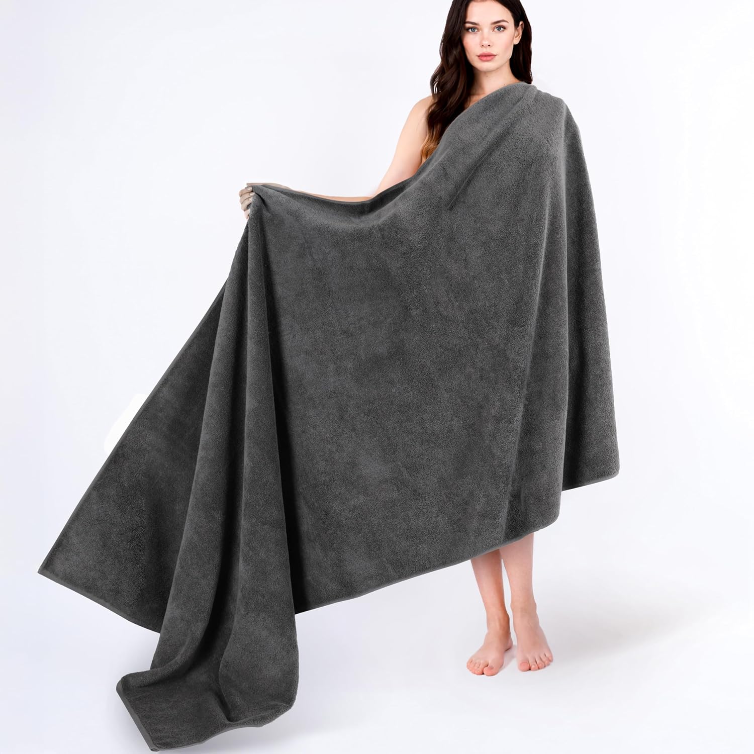 Cotton Paradise Towel Set of 6, 2 Bath Towels, 2 Hand Towels and 2 Washcloths Towels for Bathroom Sets, Smoke Gray