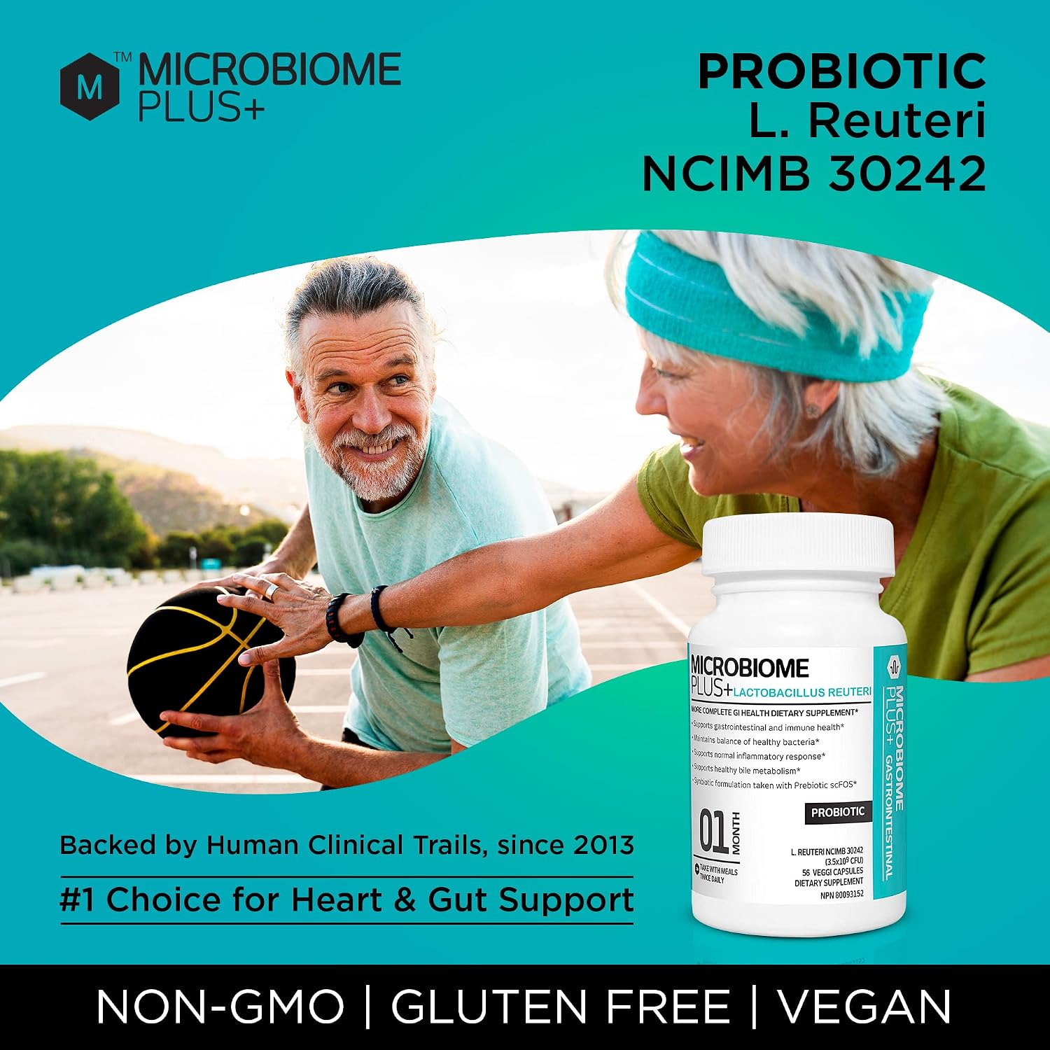 Microbiome Plus Gastrointestinal Probiotics L Reuteri NCIMB 30242 GI Digestive Supplements Capsule