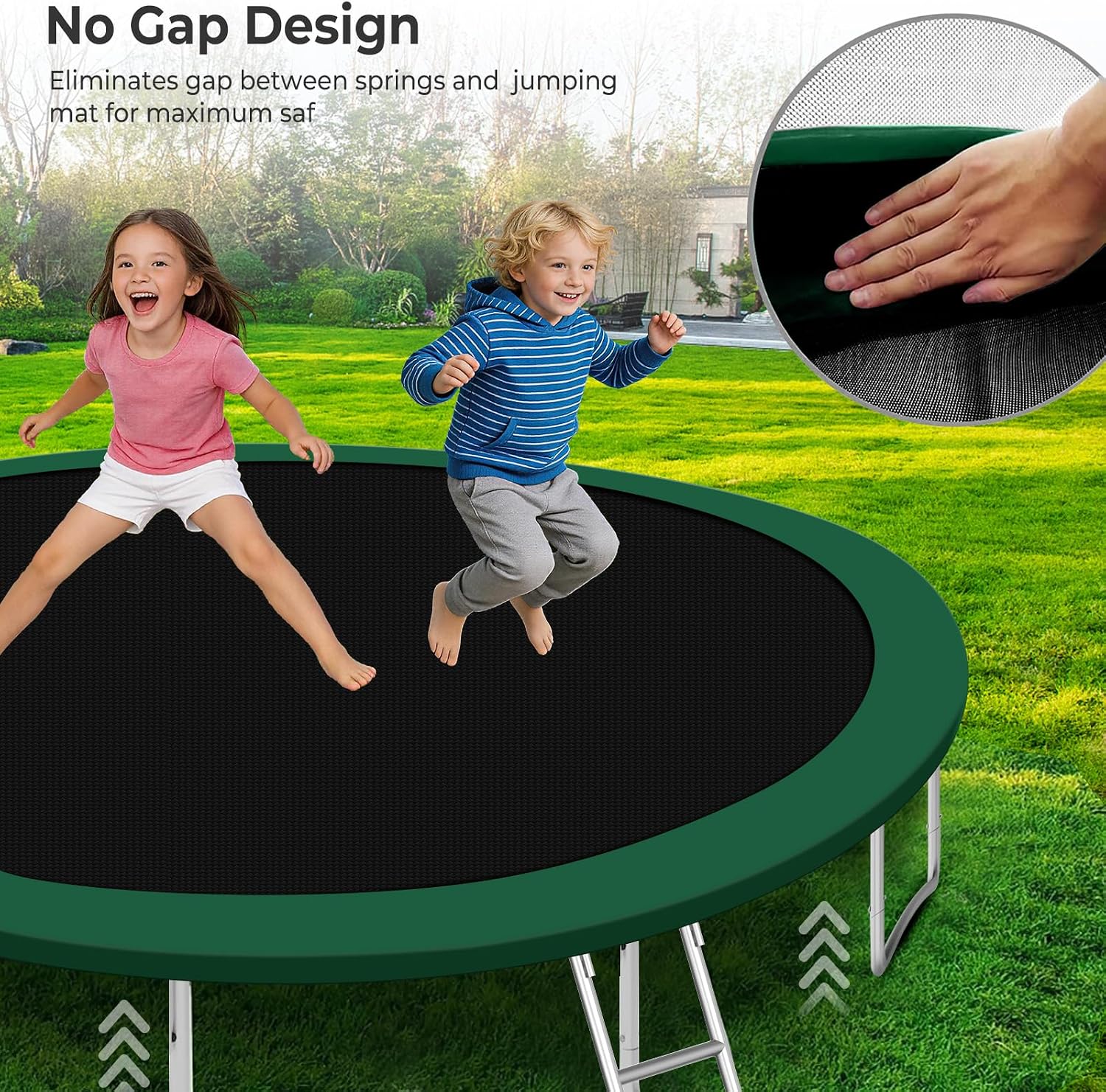 10 12 14 16FT Trampoline Outdoor, Light/Sprinkler/Basketball Hoop | Large Recreational Trampoline for Kids and Adults, Heavy Duty Yard Trampolines with Enclosure Net, ASTM Approval