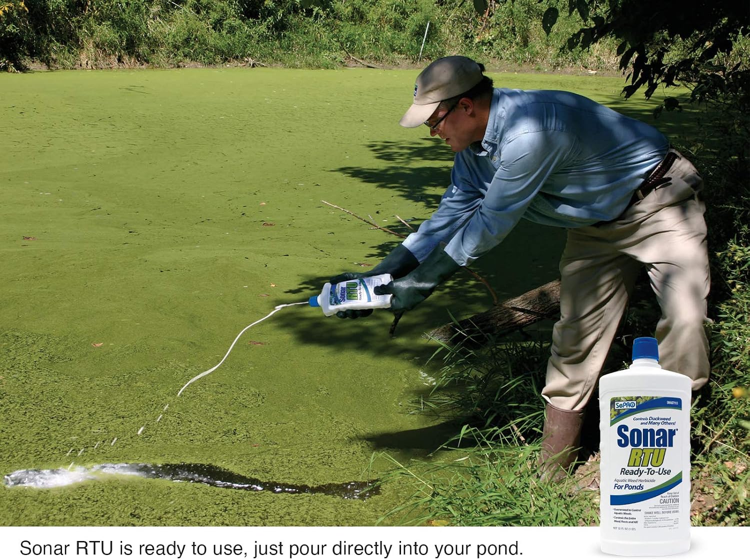 Sonar RTU (Ready-to-Use) Aquatic Herbicide 1 Quart, Systemic Weed Control for Duckweed and More - No Mixing or Equipment Needed - EPA Approved