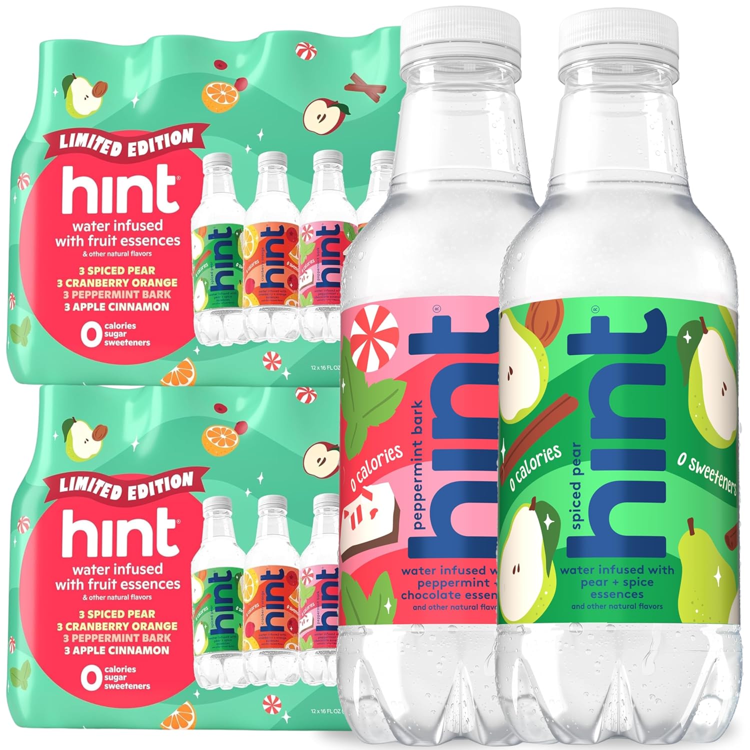 Hint Flavored Water Zero Sugar 0 Calories - Pineapple 16 FL Oz (12 pack) | Crisp, refreshing water, fruit flavors. 0 calories, 0 sugar, 0 sweeteners. Hydration for wellness. Gluten-free, Kosher, Vegan