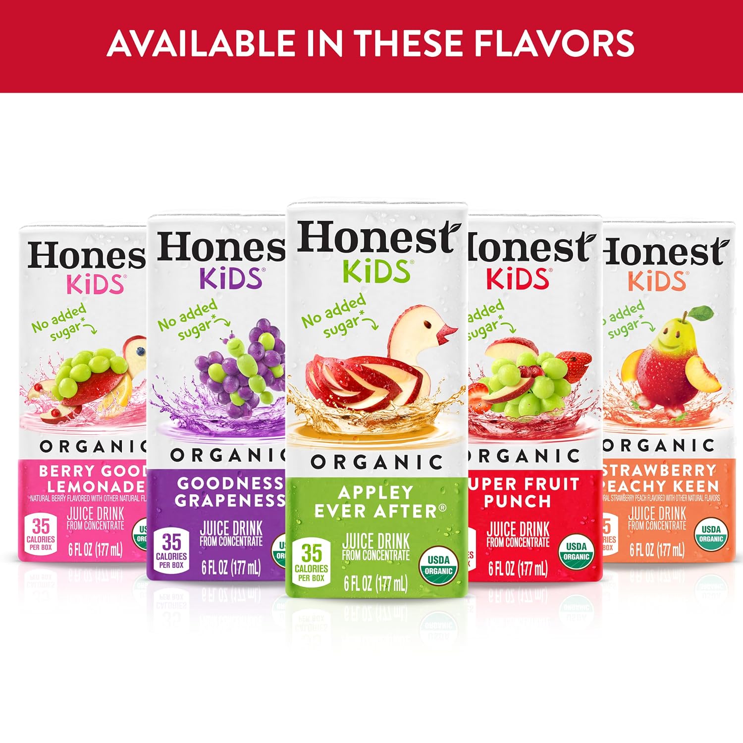 Honest Kids Appley Ever After, Organic Juice Drink, 6 Fl oz Juice Boxes, Pack Of 40, Apple
