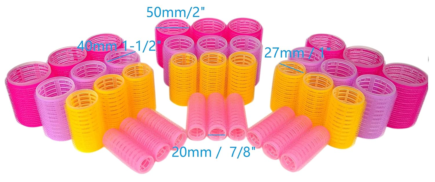Self Grip Holding Rollers Hairdressing Curlers Hair Design Sticky Cling Style For DIY Or Salon By Kamay's (30mm/1.2" Medium Size 12PCS)