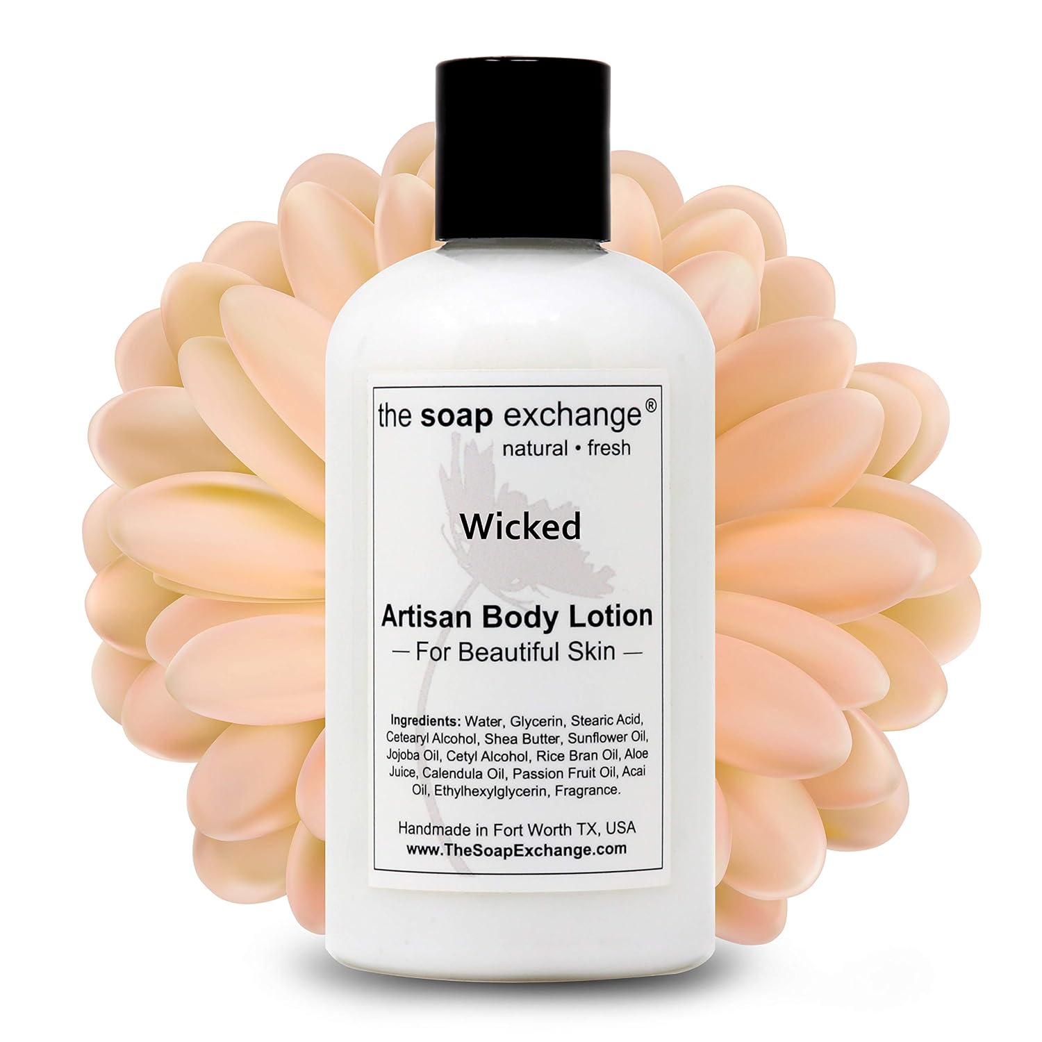 The Soap Exchange Body Lotion - Strawberries & Champagne Scent - Hand Crafted 8 fl oz / 240 ml Natural Artisan Skin Care for Hand, Face, & Body, Moisturize, Hydrate, & Protect. Made in the USA.