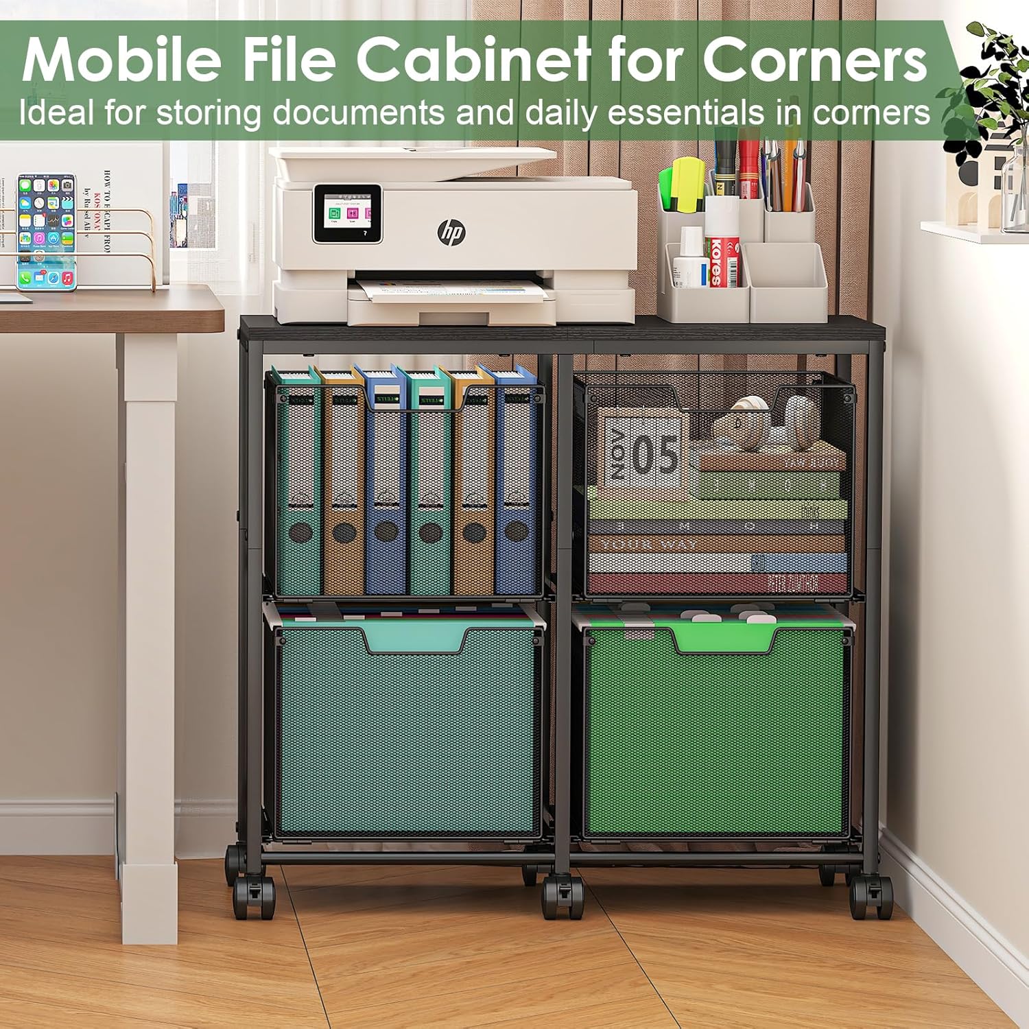 Sbanmao 4 Drawer Lateral File Cabinet, Mobile Filing Cabinet