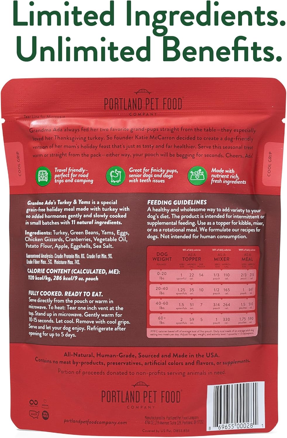 Portland Pet Food Company Fresh, Human Grade Dog Food Topper & Meal 5 Pack