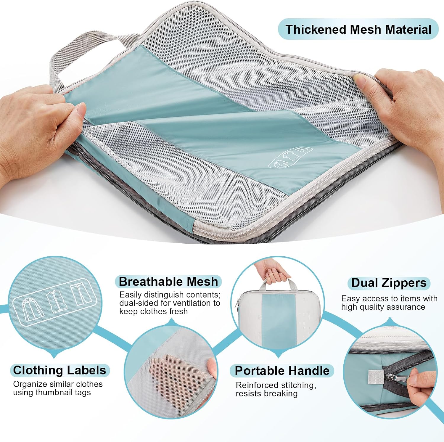 OlarHike 10 Set Compression Packing Cubes for Travel Essentials,Compressible Expandable Space Saver Bags for Organizing Clothes,Luggage Suitcase Garment Bags with Over 1000 pcs Mesh Holes(Black)