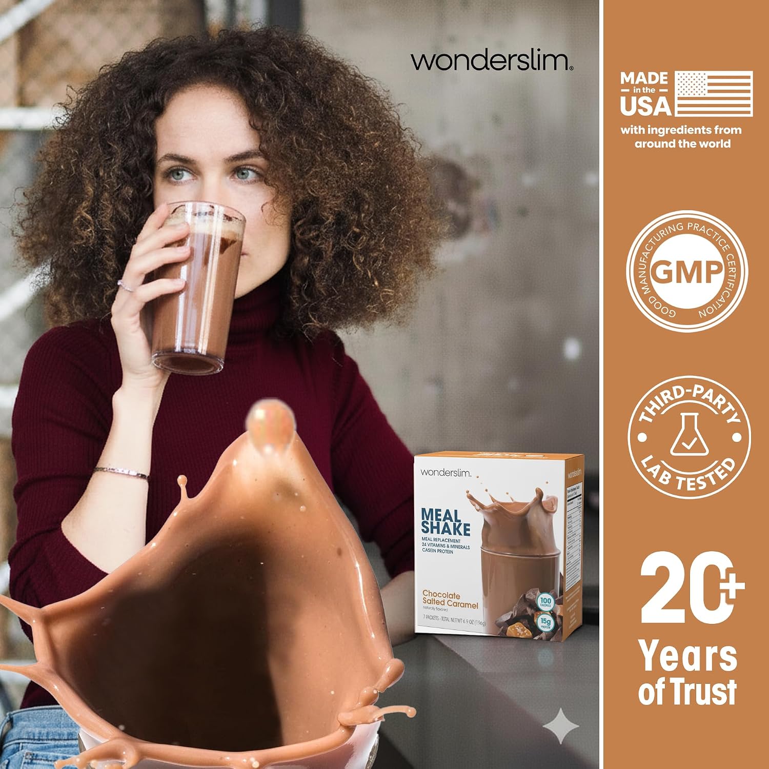 WonderSlim Protein Meal Replacement Shake – 15g Protein, 24 Vitamins & Minerals, Low Carb, Low Calorie, Gluten Free – Meal Replacement Drink for Weight Management, 7 Count Packets (Dark Cocoa Cream)