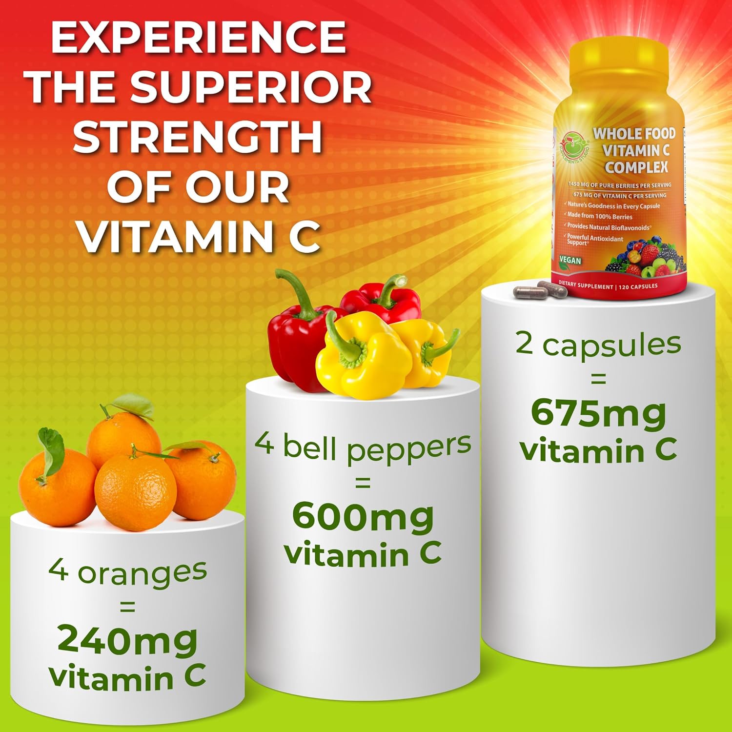 Liposomal Vitamin C Supplement 1500mg with Organic Acerola & Camu Camu