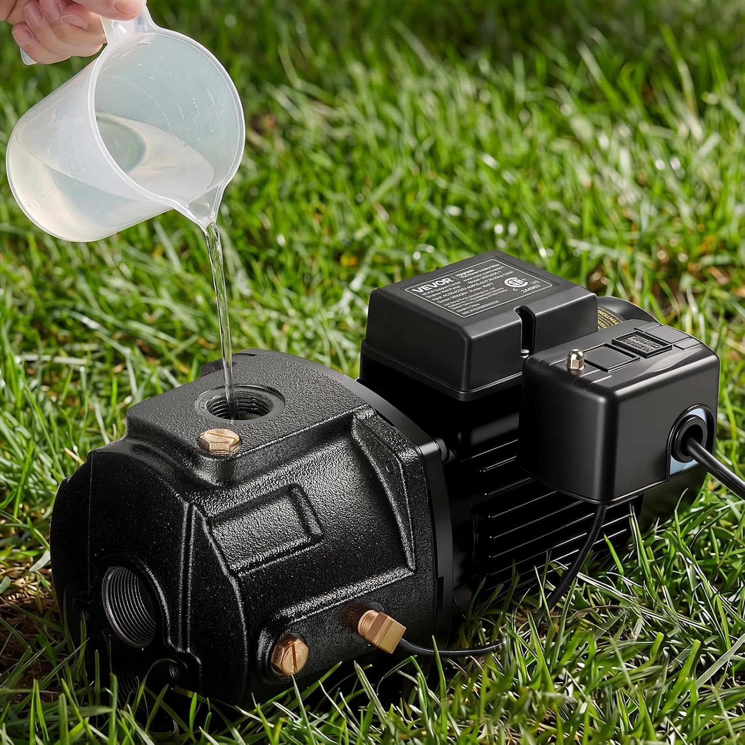 VEVOR 1/2 HP Shallow Well Jet Pump, AC 115/230 Volt, 790 GPH Dual Voltage Cast Iron Well Jet Pump, with 147 ft Max Head Lift, Automatic Pressure Switch, for Garden Irrigation Lawn Sprinkler System