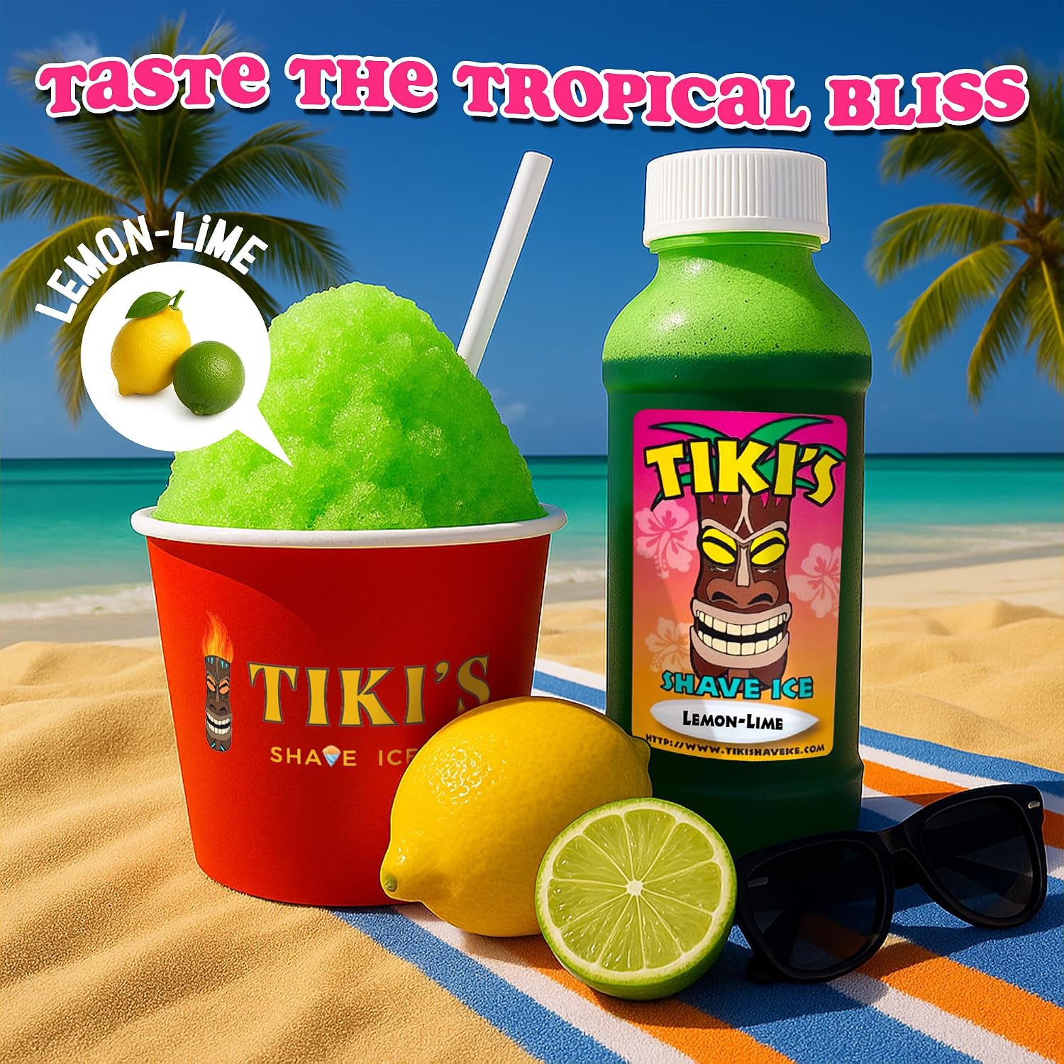 Tiki's Shave Ice Syrup Concentrate for Snow Cones & Shaved Ice - Natural Syrup for Beverages & Desserts - Ideal for Snow Cone
