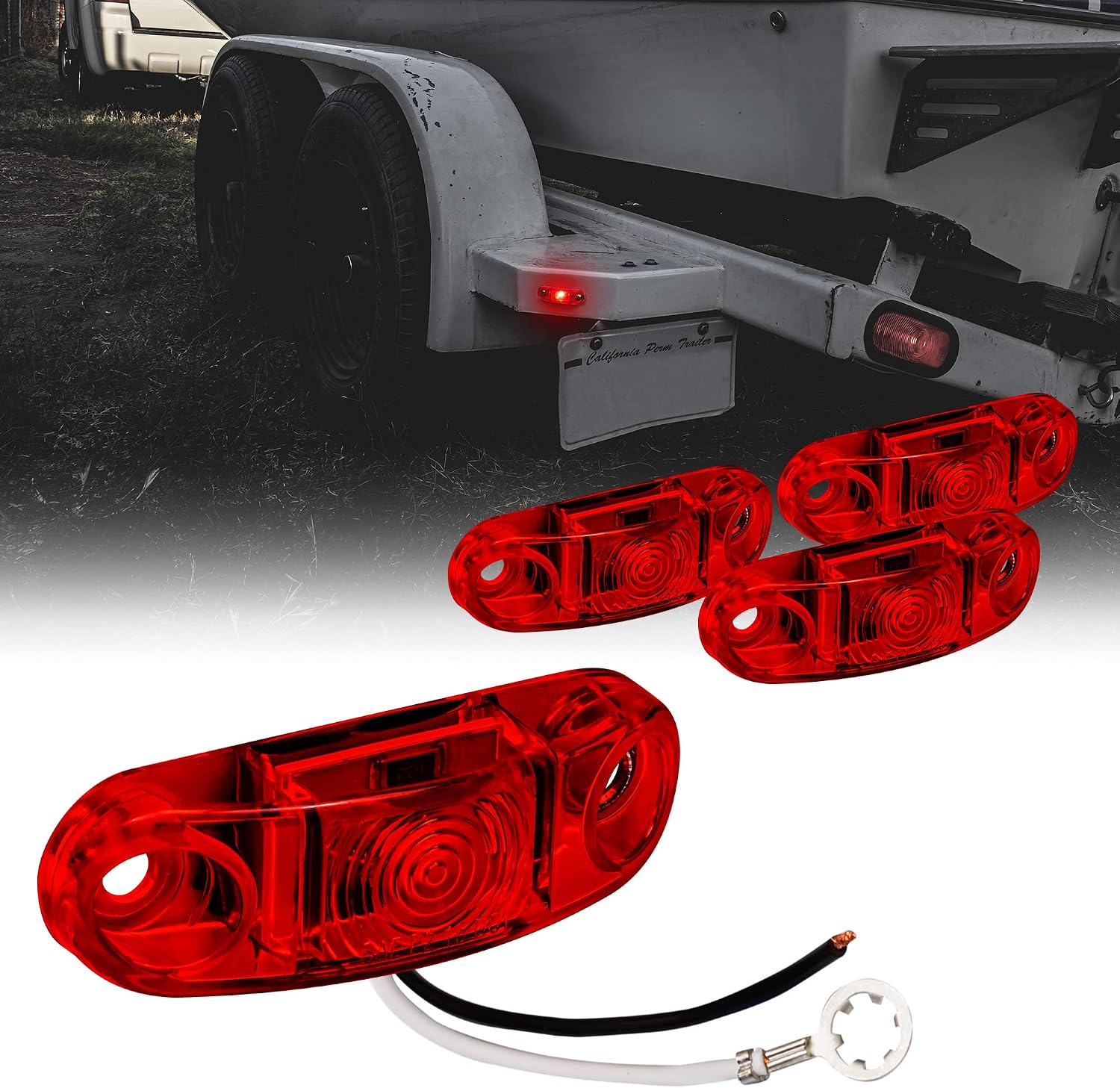 TRUE MODS 2pc 2.5" Amber Oval LED Trailer Marker Lights for Boat Trailer RV