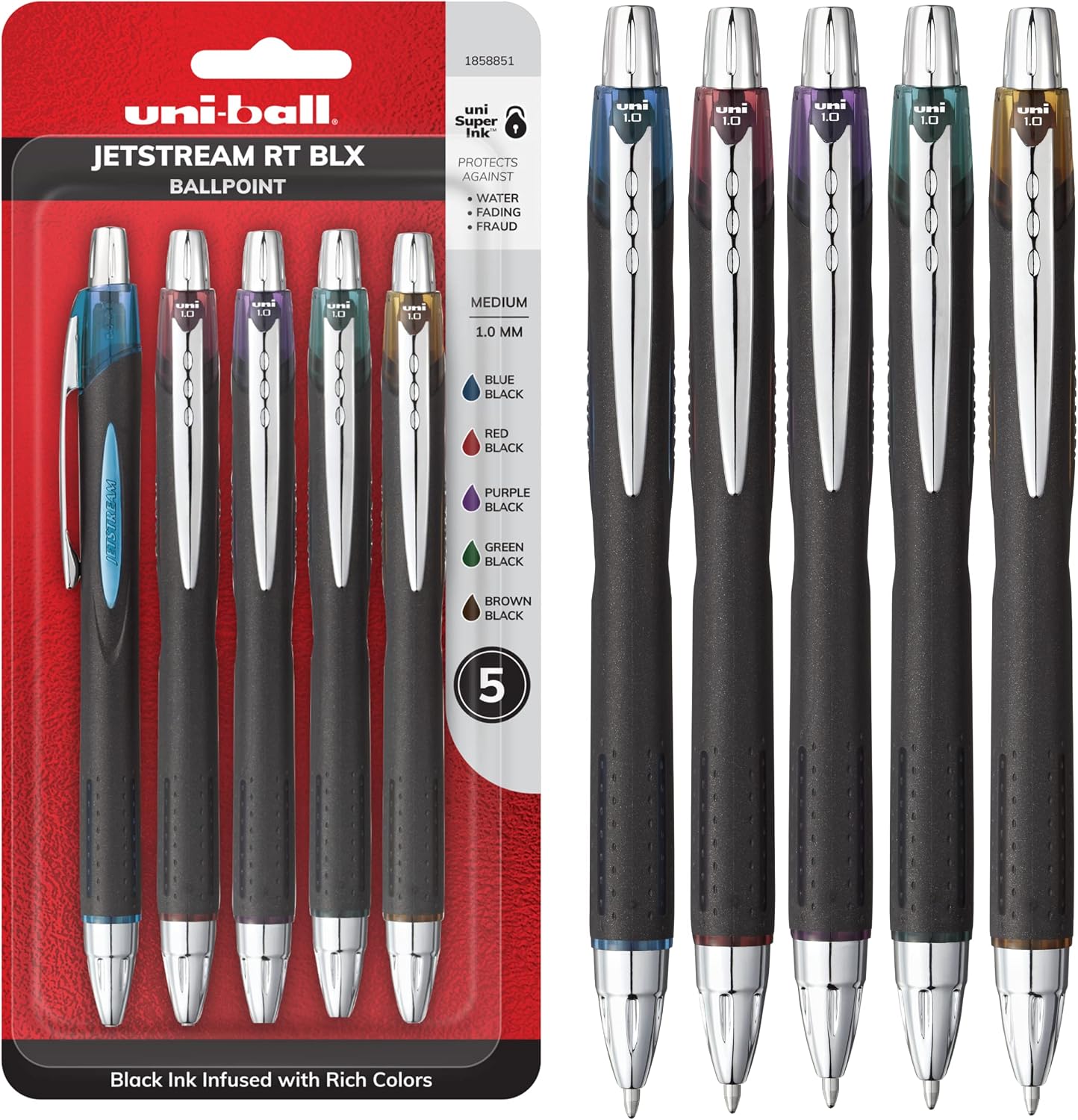 uniball™ Jetstream RT Ballpoint Pens, Black, 1.0mm Medium Point, 12 Count