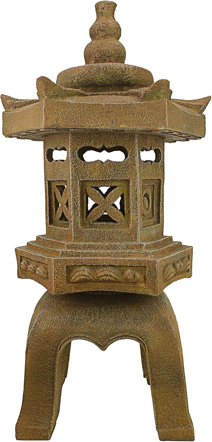 Design toscano ng29870 asian decor pagoda lantern indoor/outdoor statue, 11 inches wide, 11 inches deep, 17 inches high, handcast polyresin, two tone stone finish