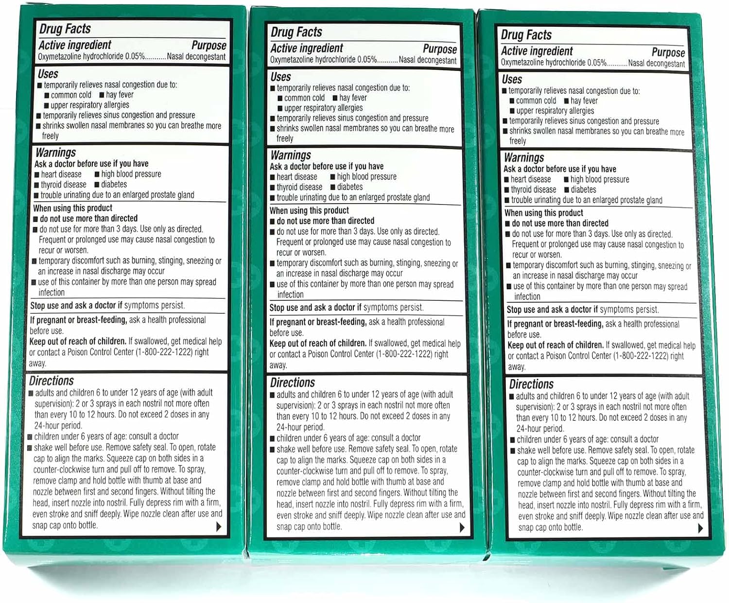 Nasal Relief Spray, Pump Mist, Anti-drip, Severe Congestion, (Oxymetazoline HCI ) 12 Hours, 3 Pack. by Assured