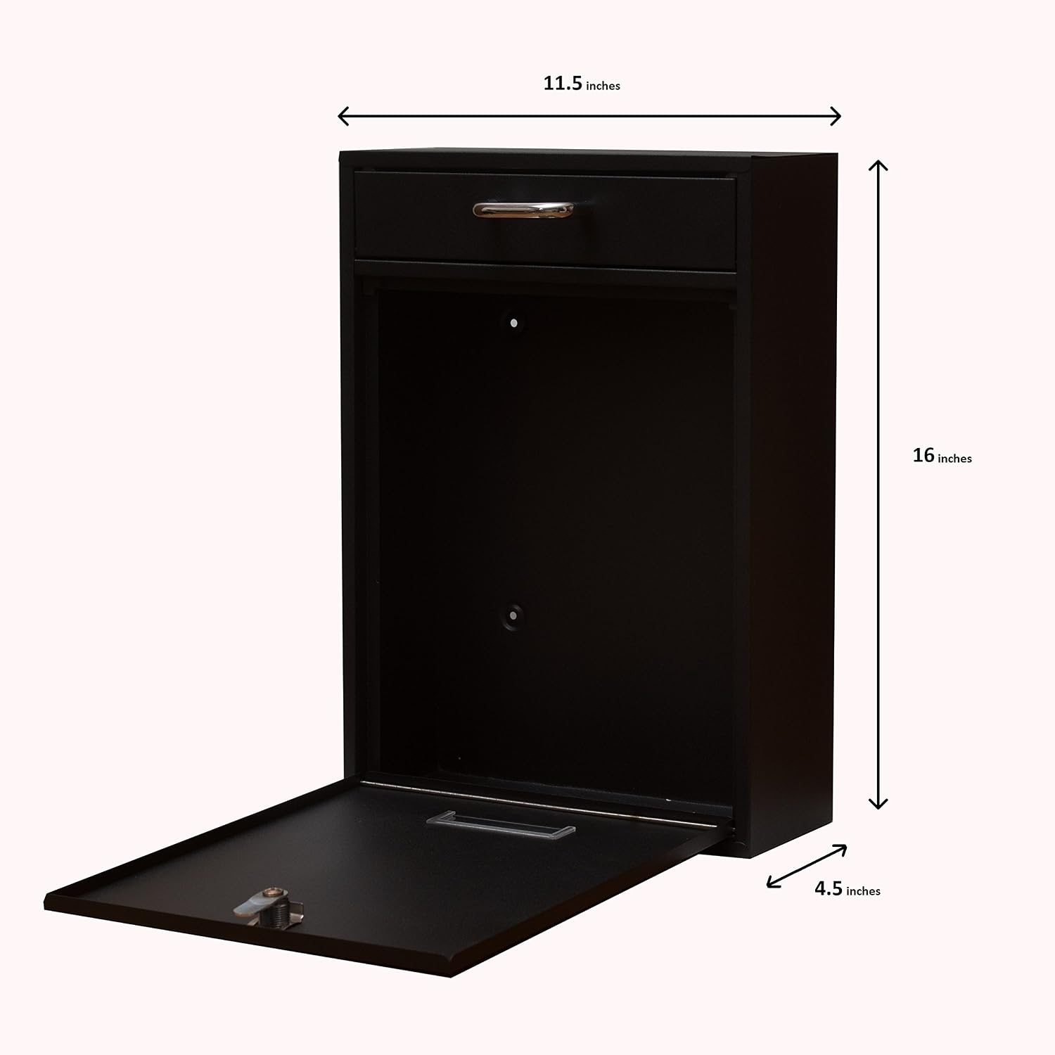 Wall Mounted Locking Vertical Dropbox Mailbox - Safe and Secure (Large) | Made with Galvanized Steel (Black)