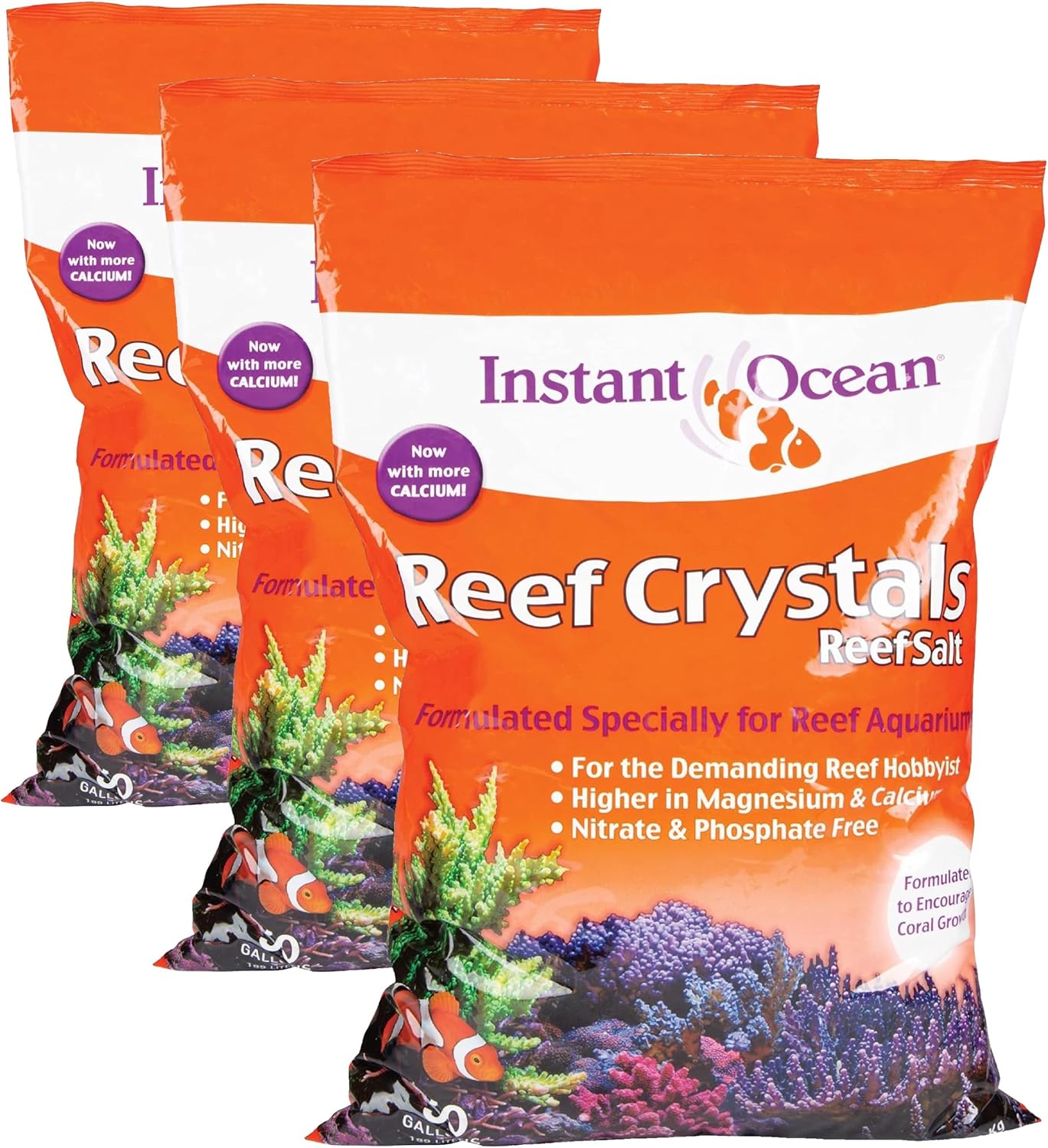 Instant Ocean Reef Crystals Reef Salt For 50 Gallons, Enriched Formulation For aquariums