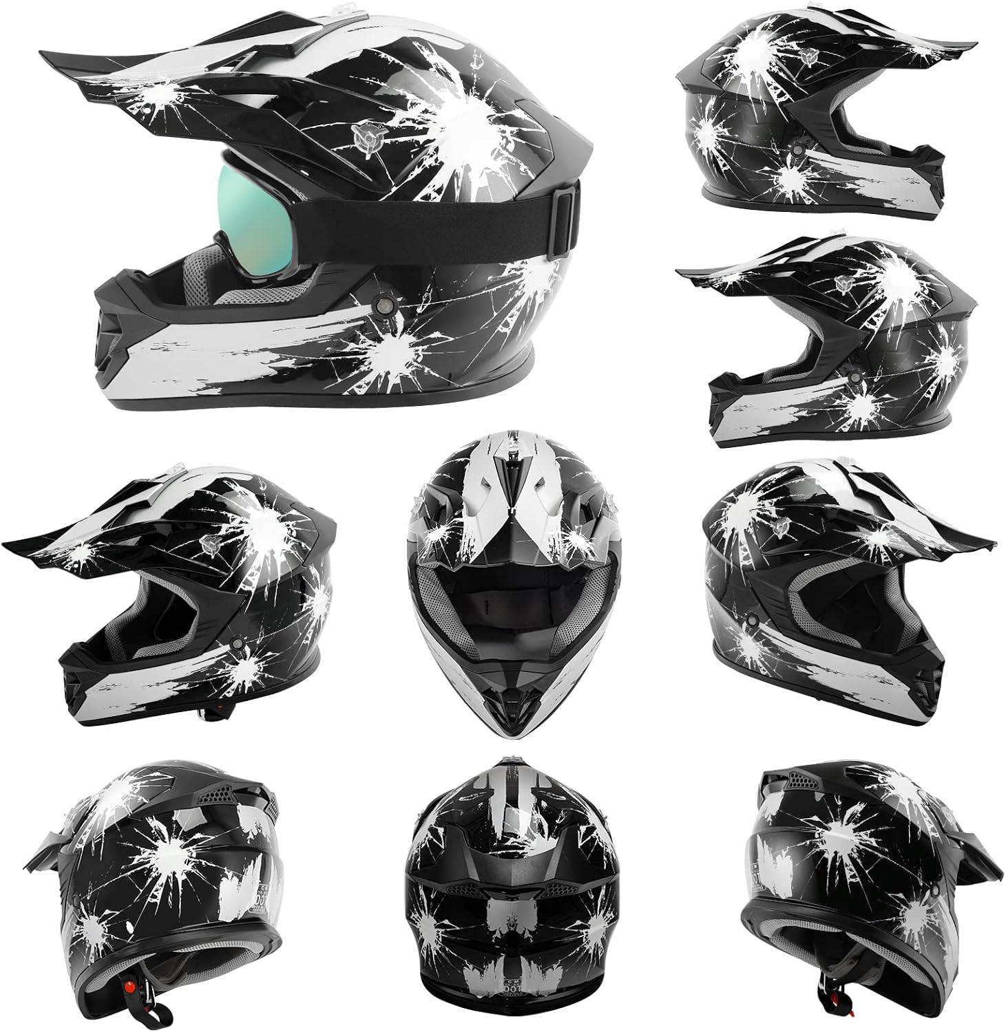 TCMT Youth Dirt Bike Helmet DOT Certified - Kids Full Face Motocross ATV Helmet with Goggles, Gloves and Helmet Bag for Off-Road, BMX, MX, Street Riding