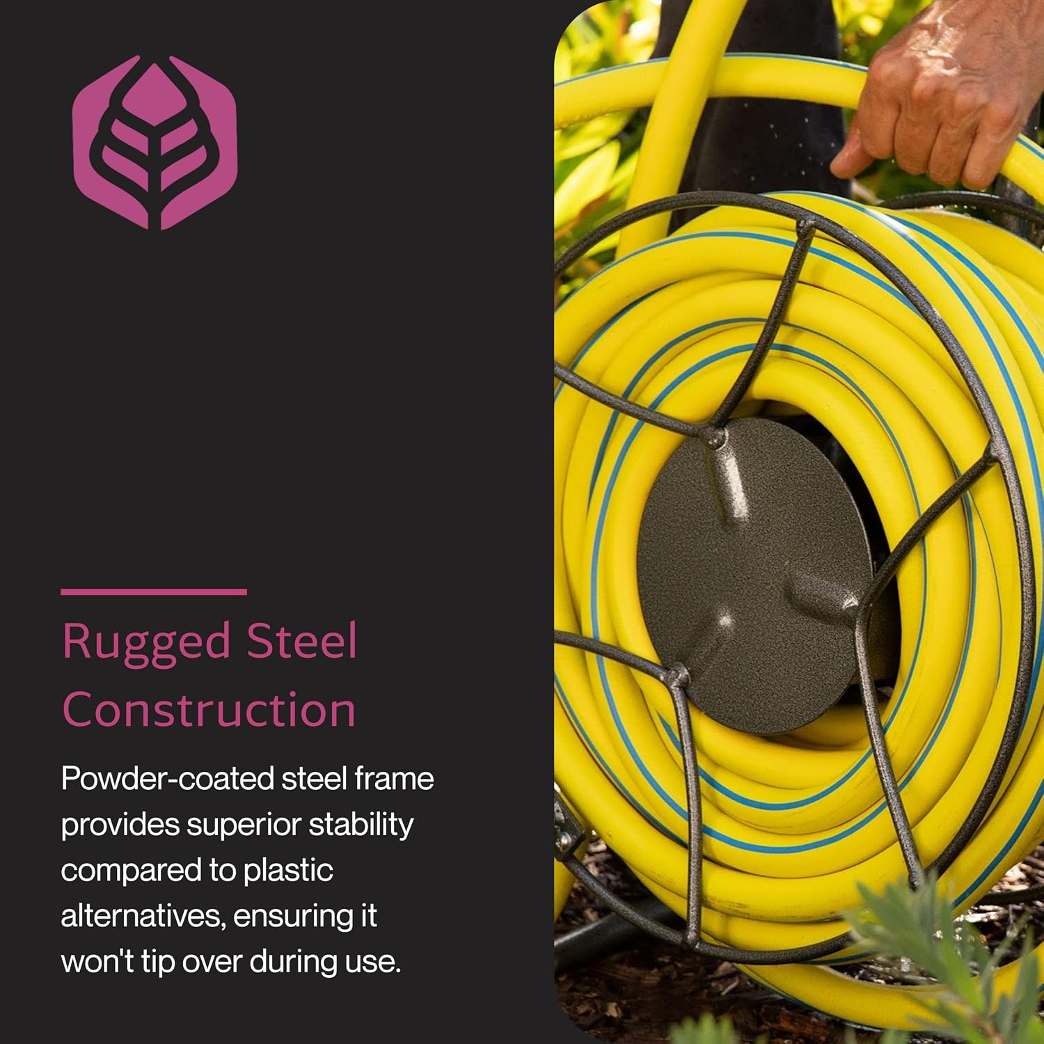 Yard Butler Hose Cart, Metal Hose Caddy, 2 Wheels, 200 Feet | Wheeled Metal Hose Cart Caddy, Suitable for Gardens, Lawns, Fields, and Outdoors, Durable Construction