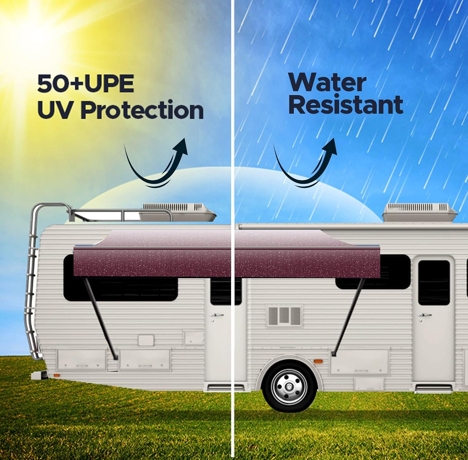 SunWave Premium Vinyl RV Canopy | Awning Fabric Replacement (20', Grey Fade)