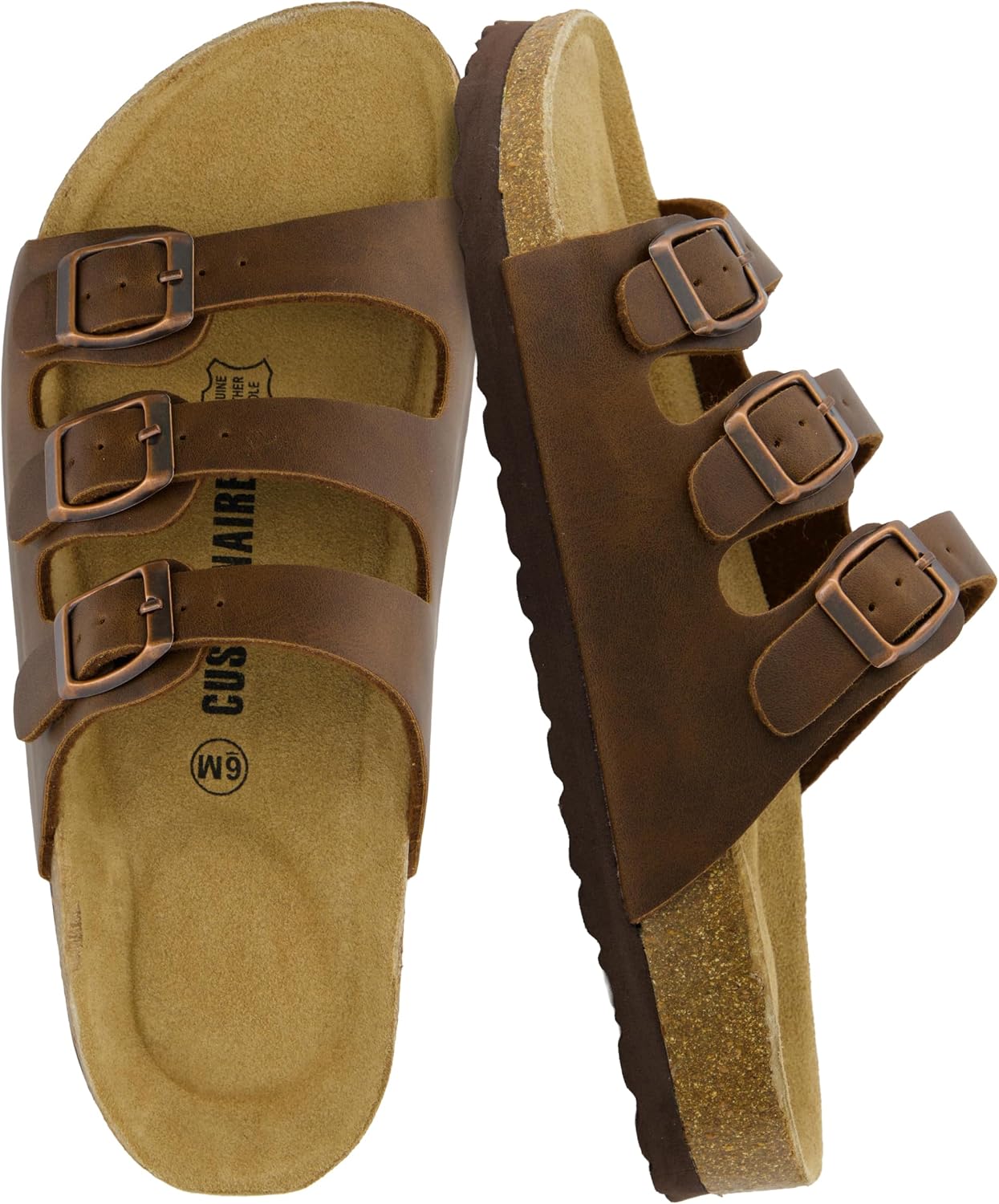 CUSHIONAIRE Women's Lela Cork footbed Sandal with +Comfort