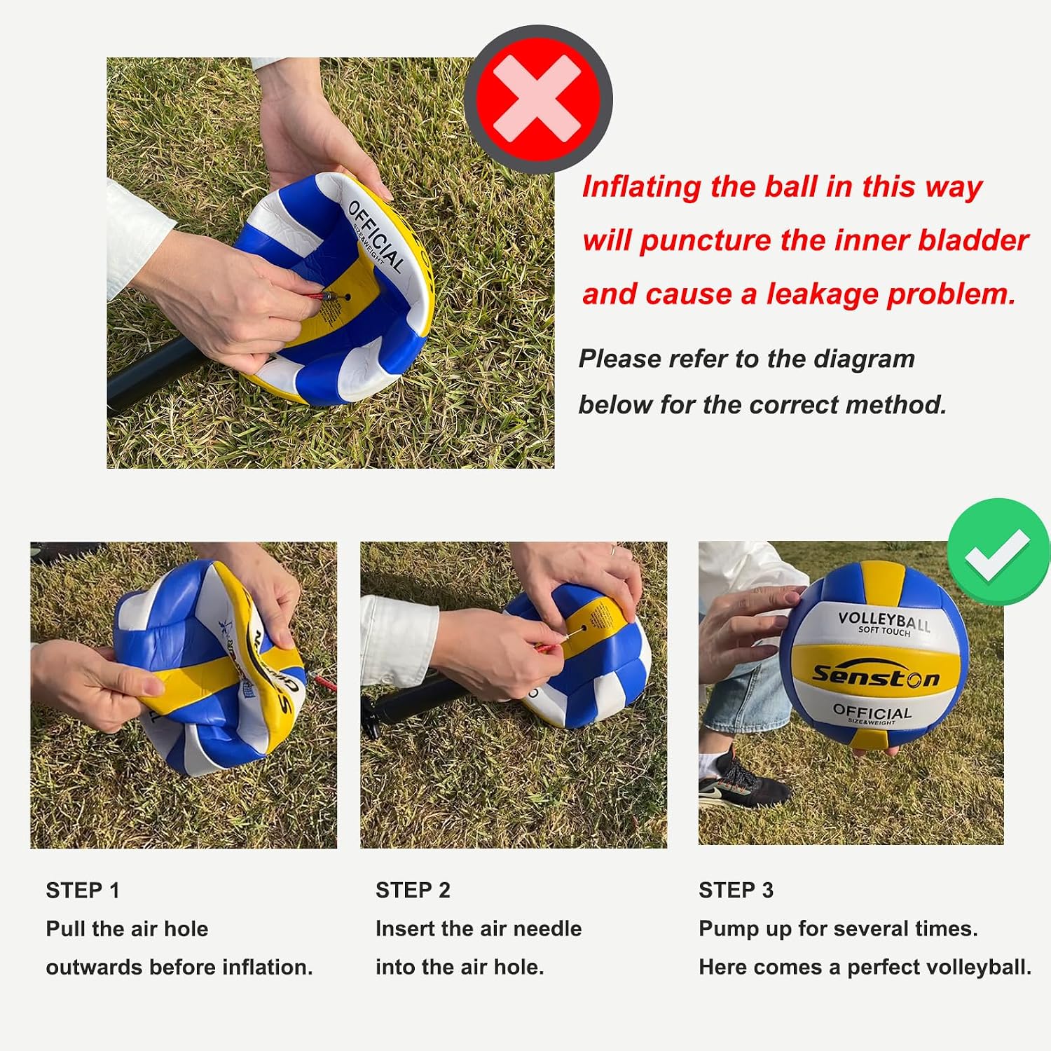 Senston Volleyball Official Size 5 Soft Waterproof for Indoor Outdoor Beach