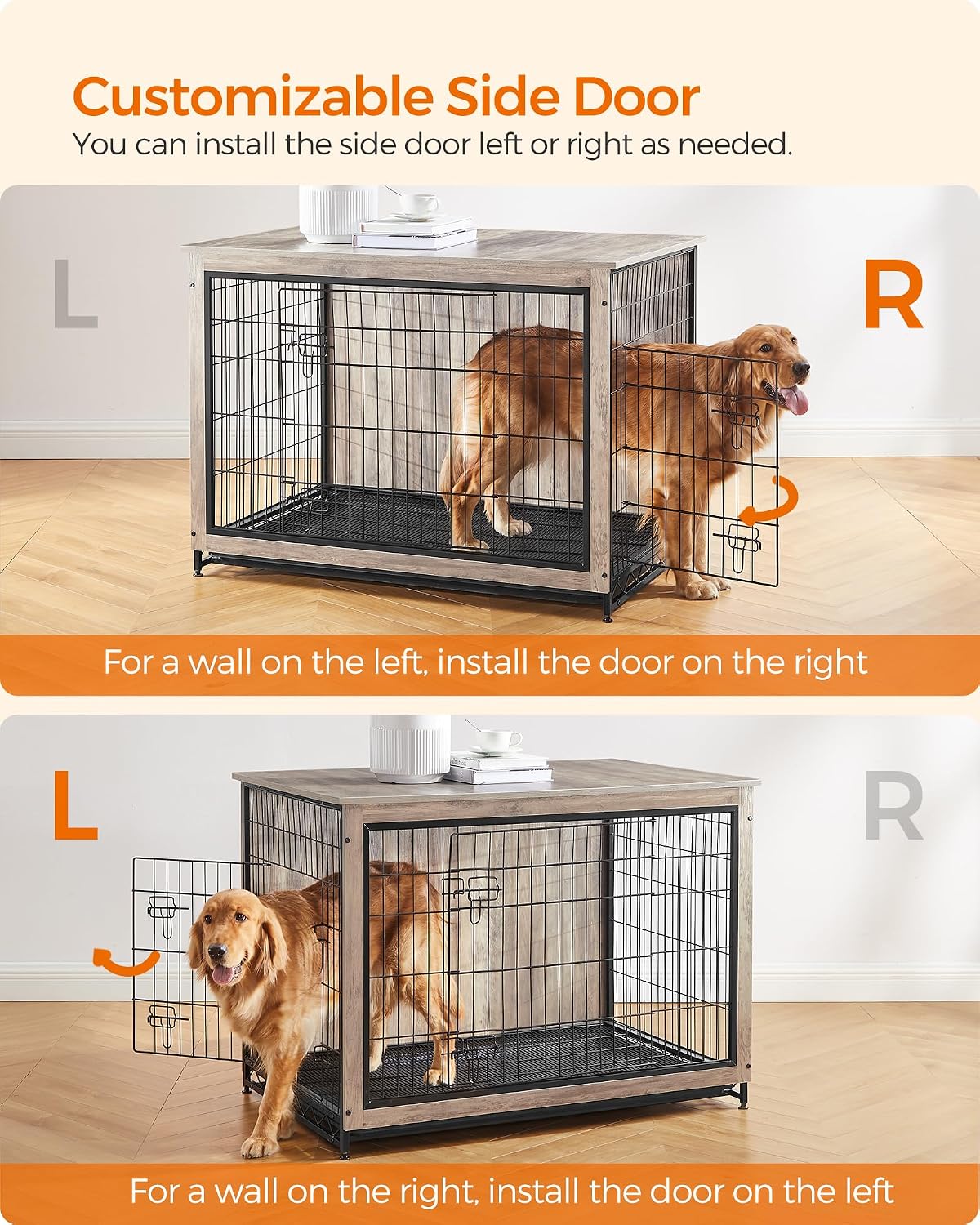 Feandrea 27.2" Dog Crate Furniture, Indoor Dog Kennel Side End Table