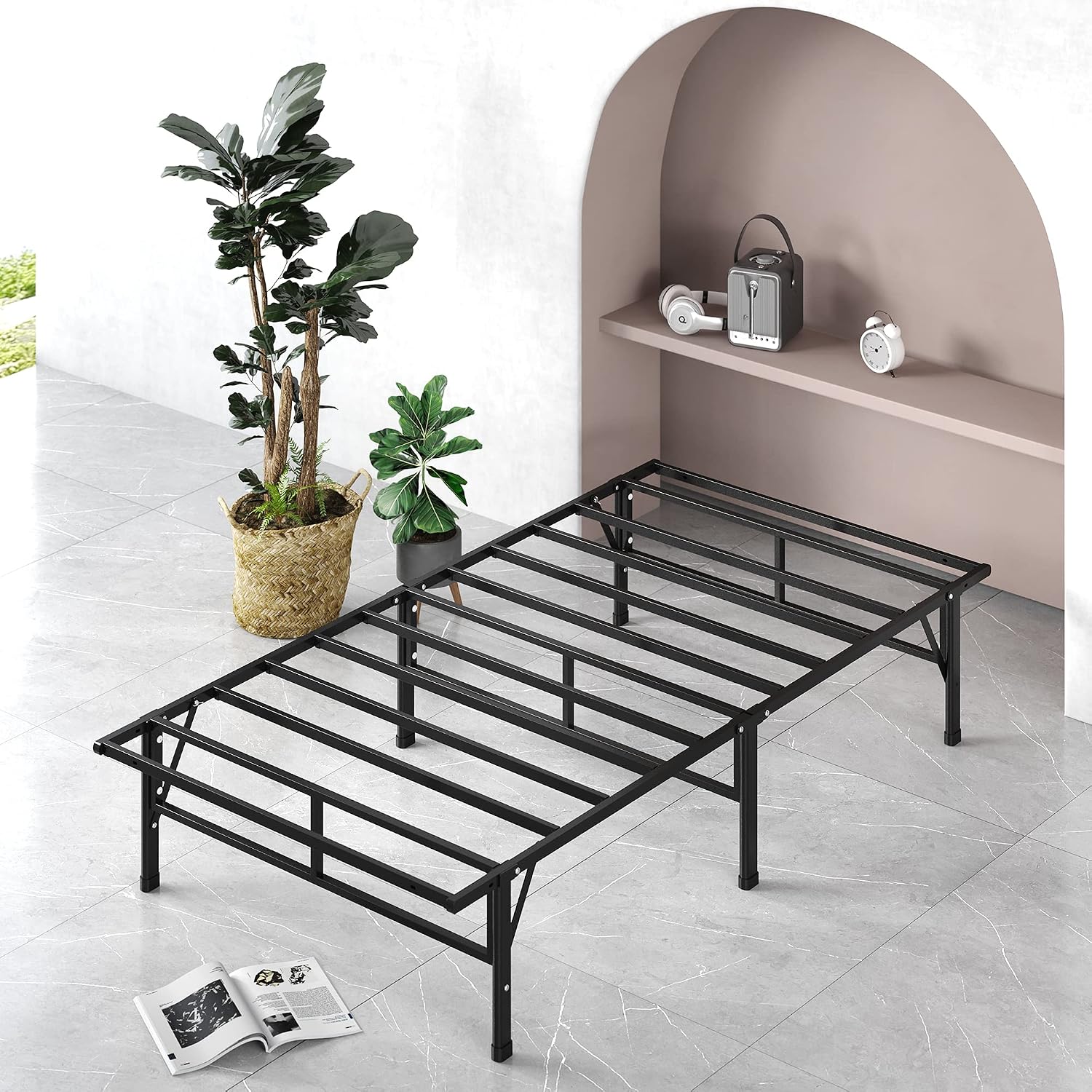 ZINUS SmartBase Compack Mattress Foundation, 14 Inch Metal Bed Frame, No Box Spring Needed, Sturdy Steel Slat Support, Full