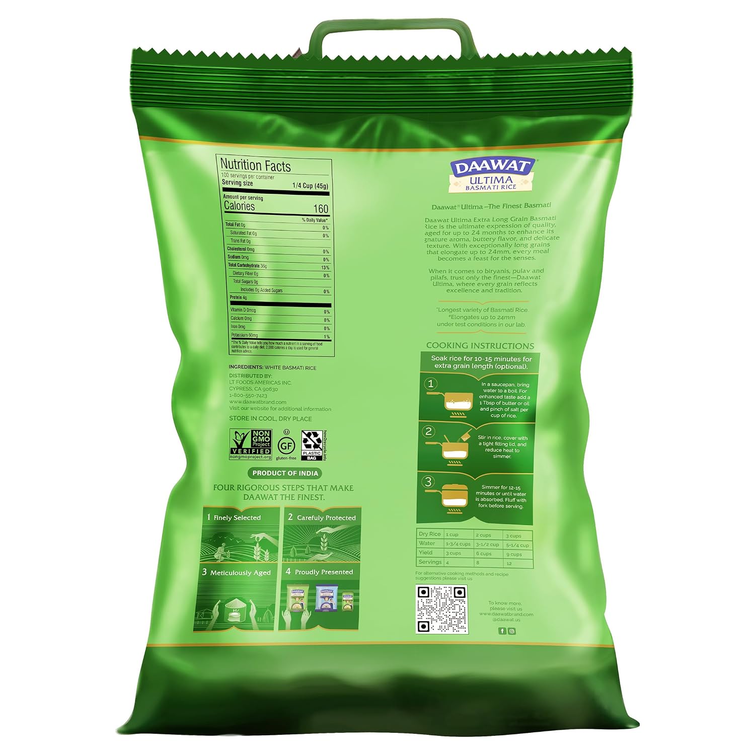 Daawat Traditional Basmati White Rice - 10 lb Bag | Authentic Extra Long Grain Basmati Rice - Great for Curries, Pilafs & Indian Recipes - Cook in Microwave or on Stove Top