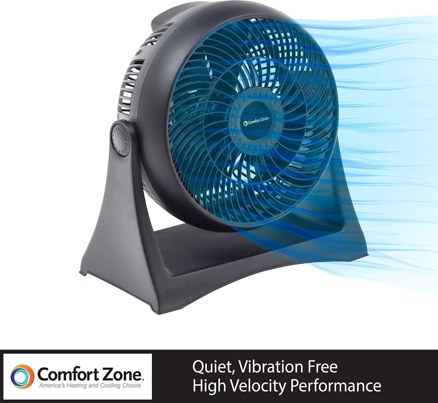 Comfort Zone Table Fan, 8 inch, 3 Speed, Personal Fan, Electric, Wall Mountable, 180 Degree Adjustable Tilt, Tabletop Fan, Desk Fan