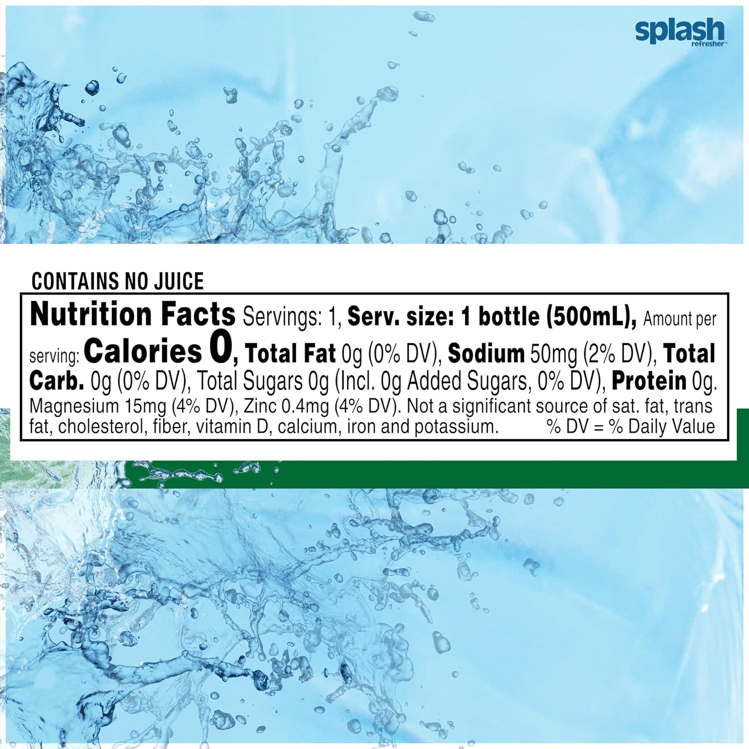 SPLASH REFRESHER Flavored Water Bottles, Lemon - 6 Pack | Refreshing Flavored Bottled Water with Electrolytes - Zero Sugar & Zero Calories - 16.9 Fl Oz