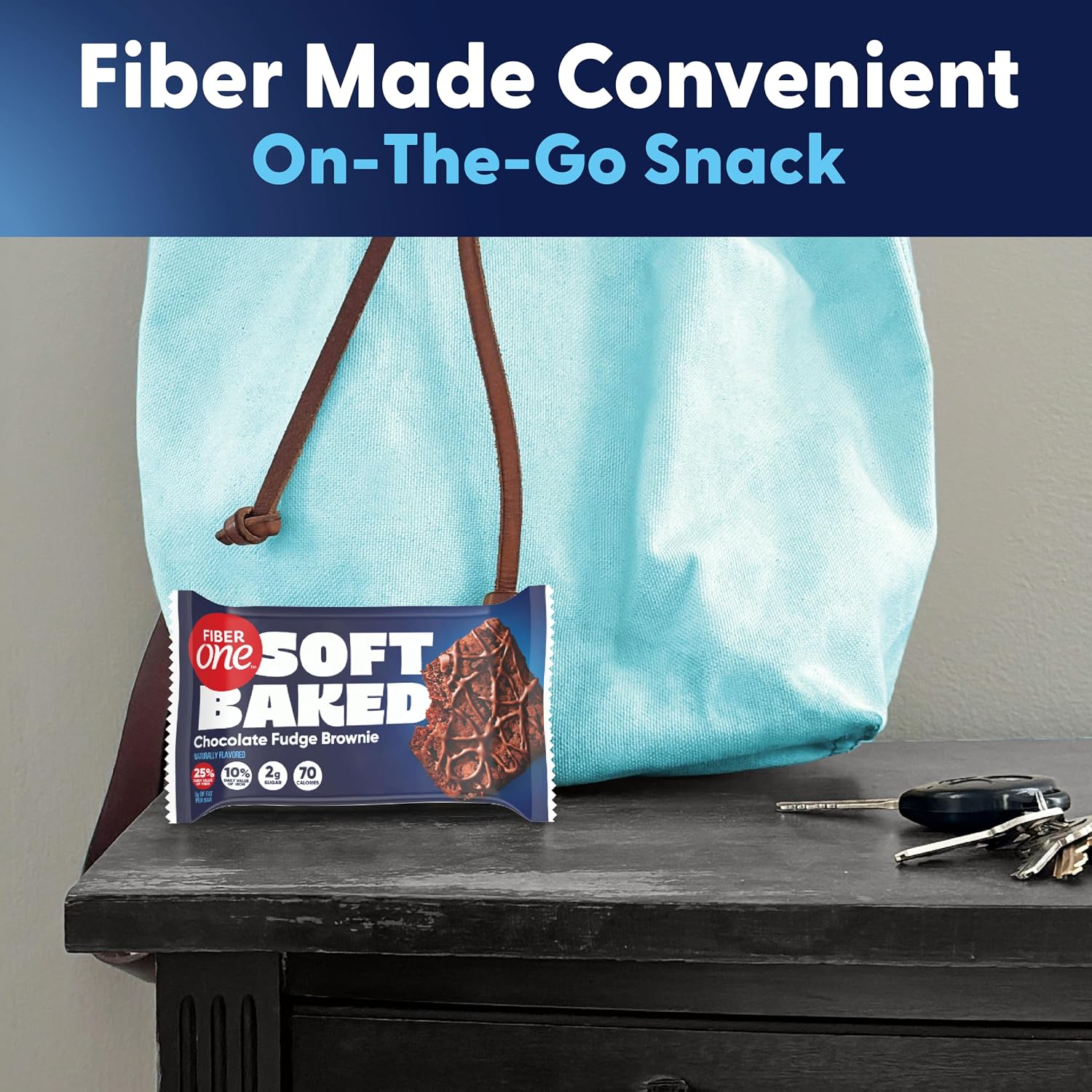 Fiber One 70 Calorie Chocolate Fudge Brownies, Mega Pack, 18 ct, 16 oz | 26% Daily Value of Fiber per Bar, 70 Calories & 2g Sugar, 5g Net Carbs, Bulk Pack for Office or Pantry Stocking