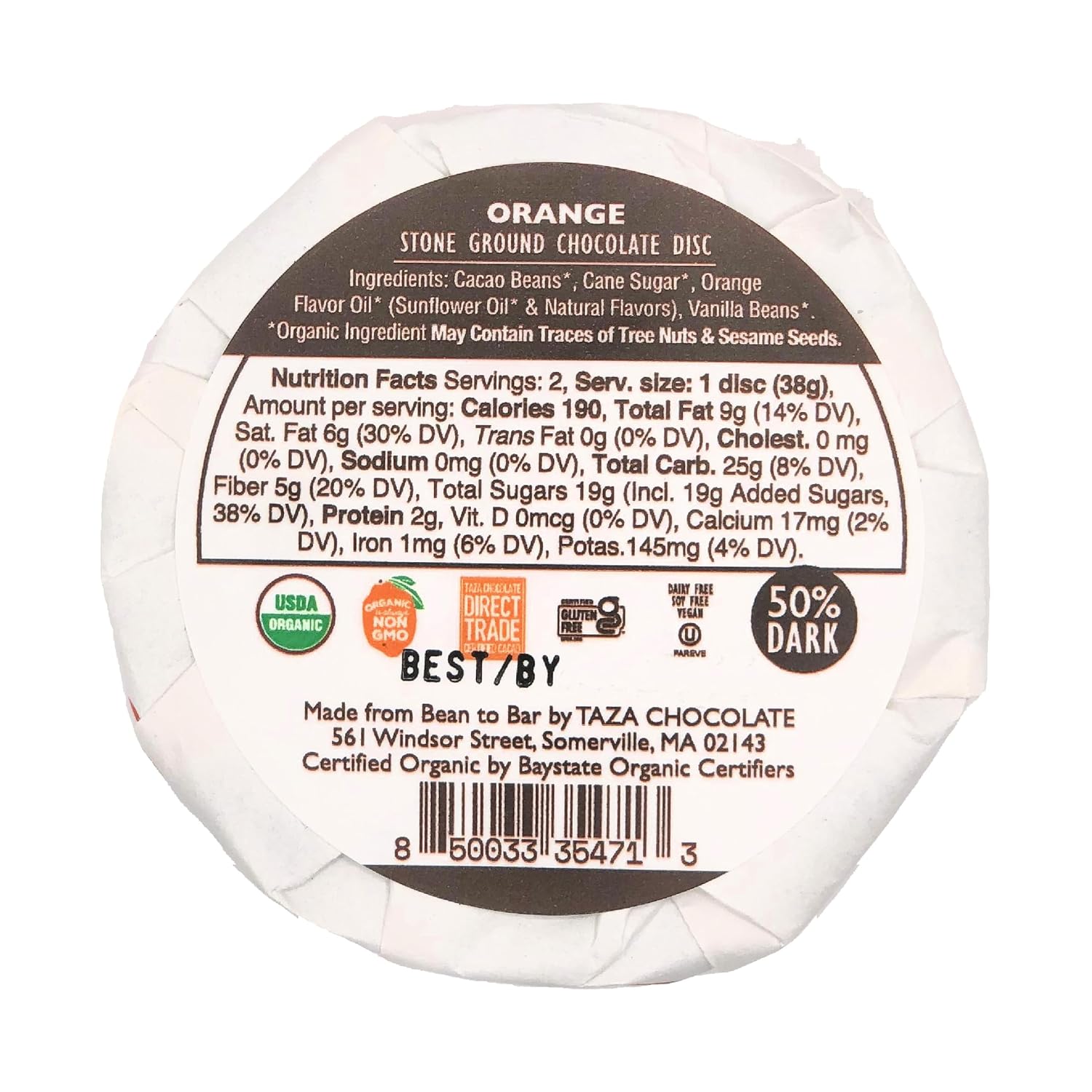 Taza Chocolate Organic Mexicano Disc Stone Ground, Variety Pack, 1.35 Ounce (8 Count), Vegan | Vegan, Dairy Free, Gluten Free, Organic Stone Ground Dark Chocolate Disc, 1.35 Ounce
