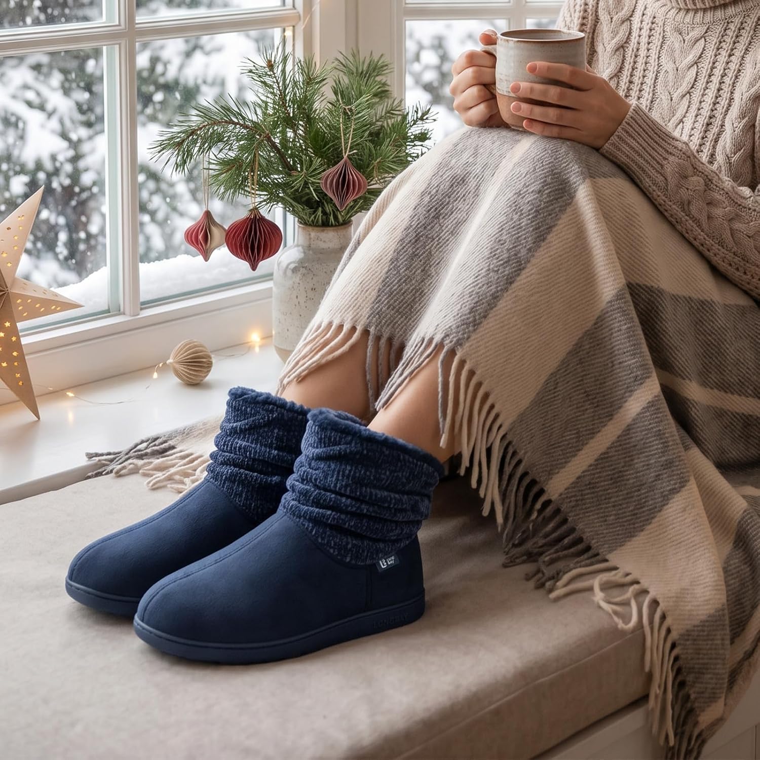 LongBay Slippers Boots for Women Warm Winter Fuzzy Bootie House Shoes Gifts