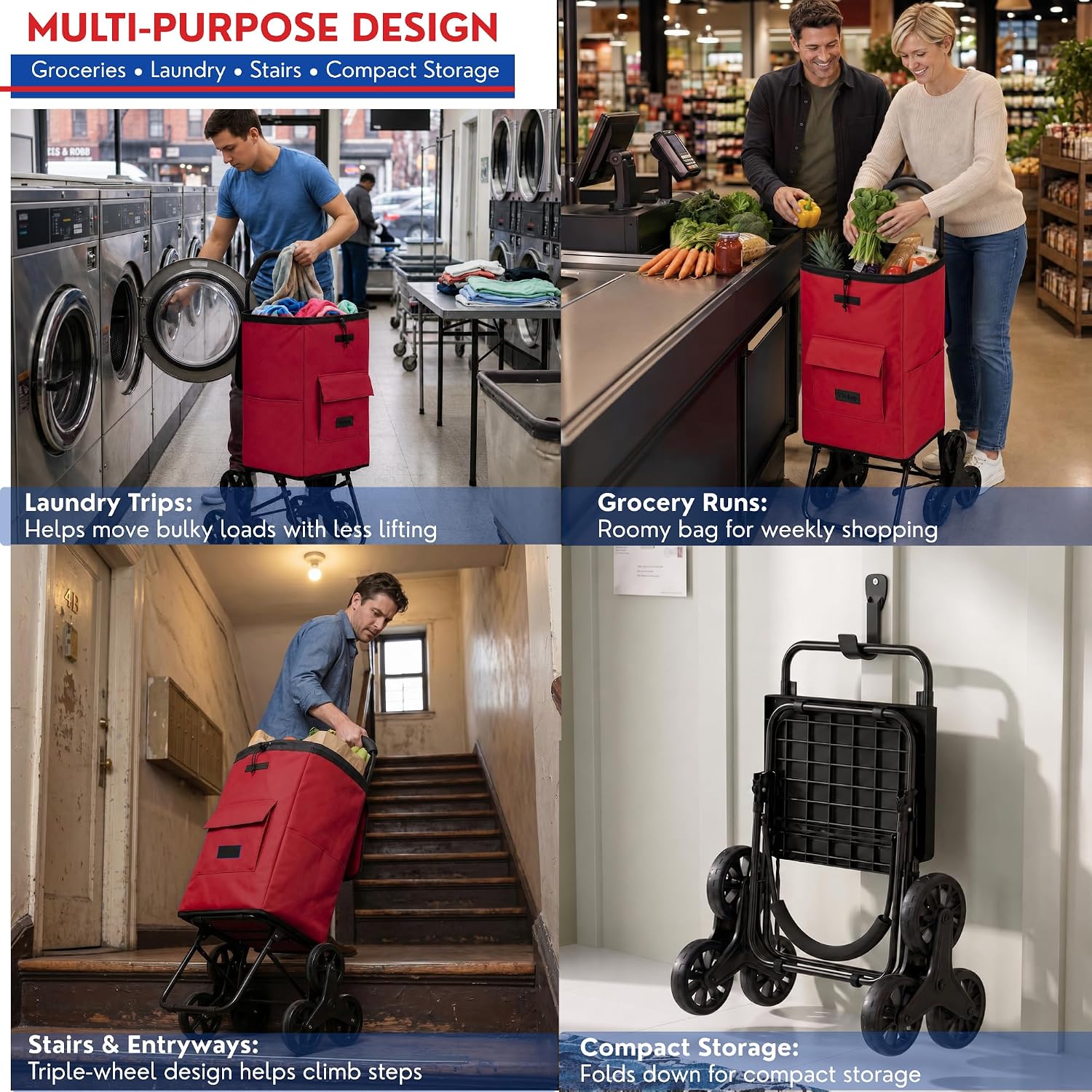 Shopping Cart, Super Loading Grocery Trolley, 220 lbs Capacity