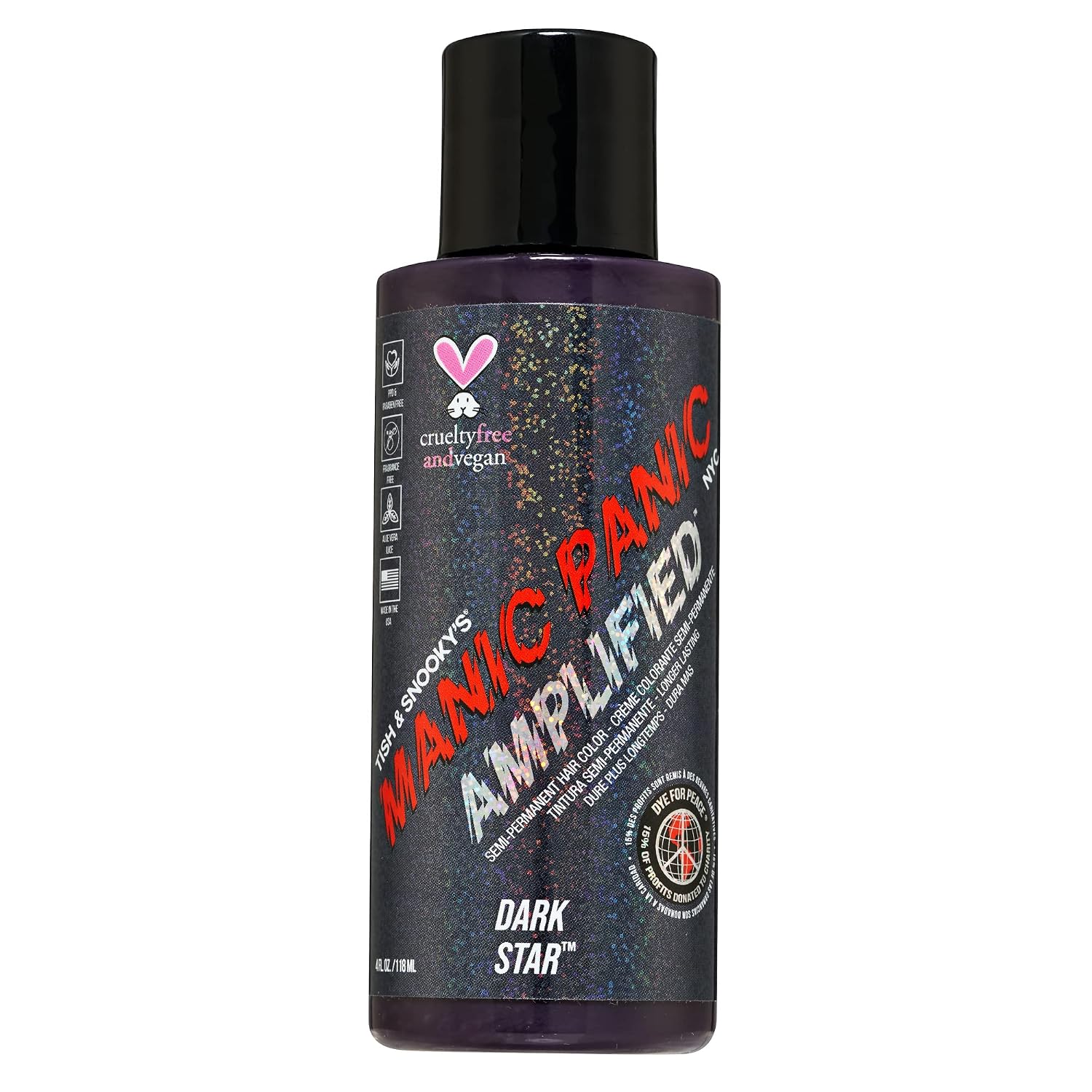 MANIC PANIC Cotton Candy Pink Hair Color - Amplified - Semi Permanent Hair Dye - Bright Pink Cool Toned Color - Glows in Blacklight - Vegan, PPD & Ammonia-Free - For Coloring Hair on Women & Men