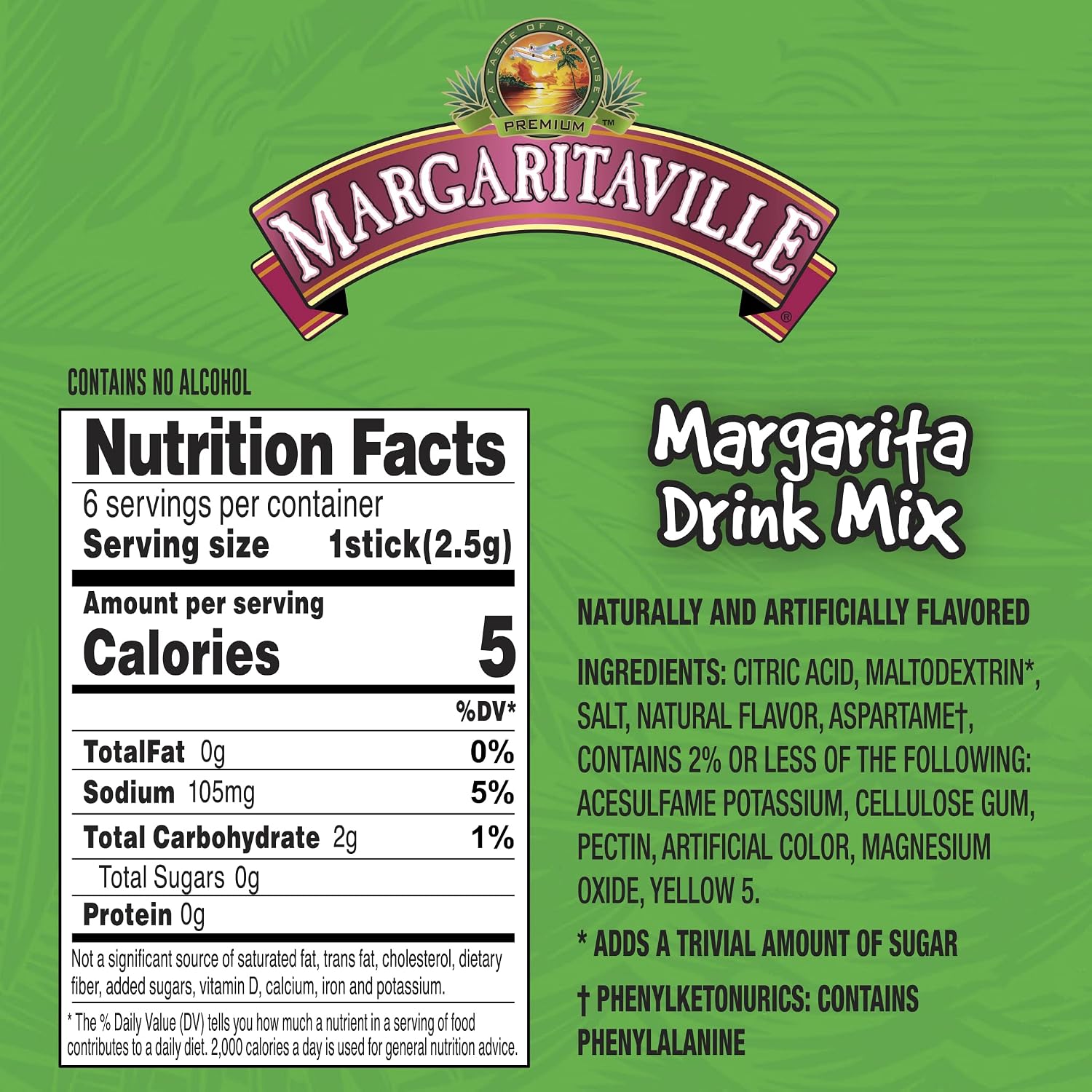 Singles To Go! Margaritaville Water Drink Mix, Pina Colada, 72 Packets