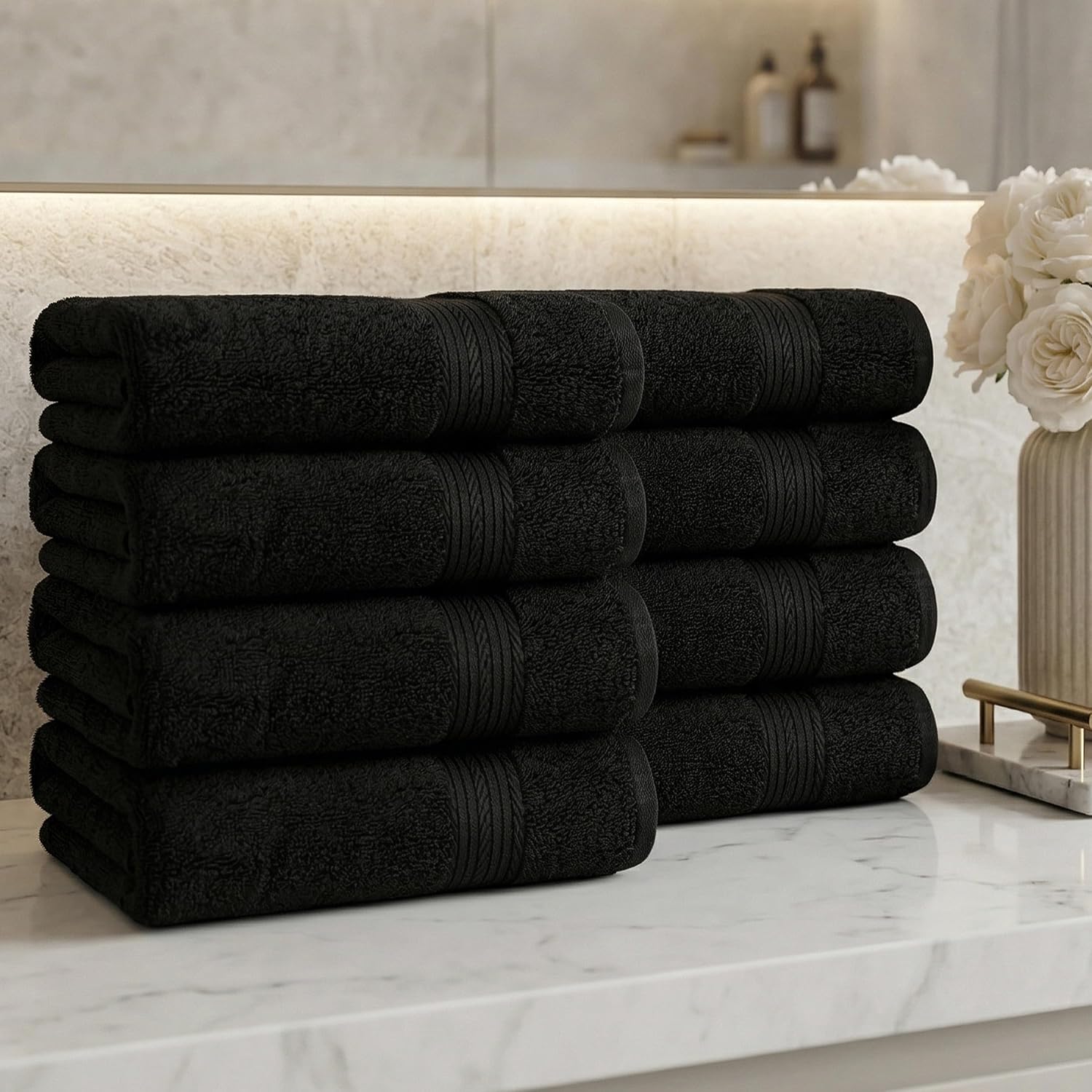 Ample Decor 100% Cotton Hand Towels 18x28 Inches, 600 GSM, Soft & Absorbent, Set of 12, Purple