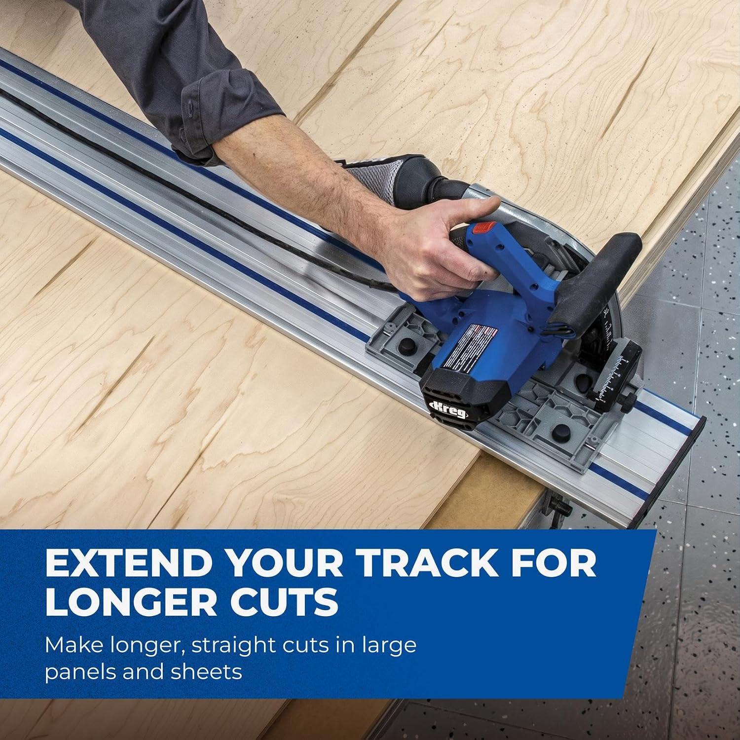 Kreg Adaptive Cutting System Bundle with 62 Inch Guide Track, Project Table Base, Table Top, and 6-1/2 Inch Plunge Saw Kit for Woodworking