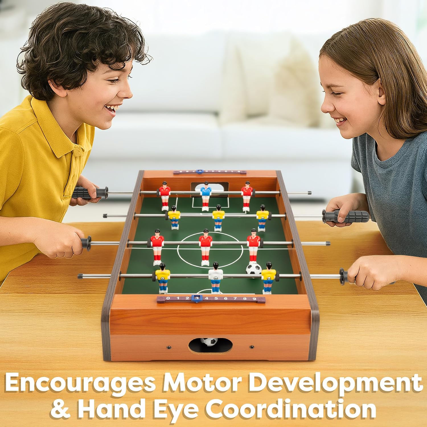 Foosball Table - 20-Inch Mini Soccer/Football Table Game for Arcade, Game Room, and Mancave - Set Includes Two Balls and Score Keeper by Hey Play