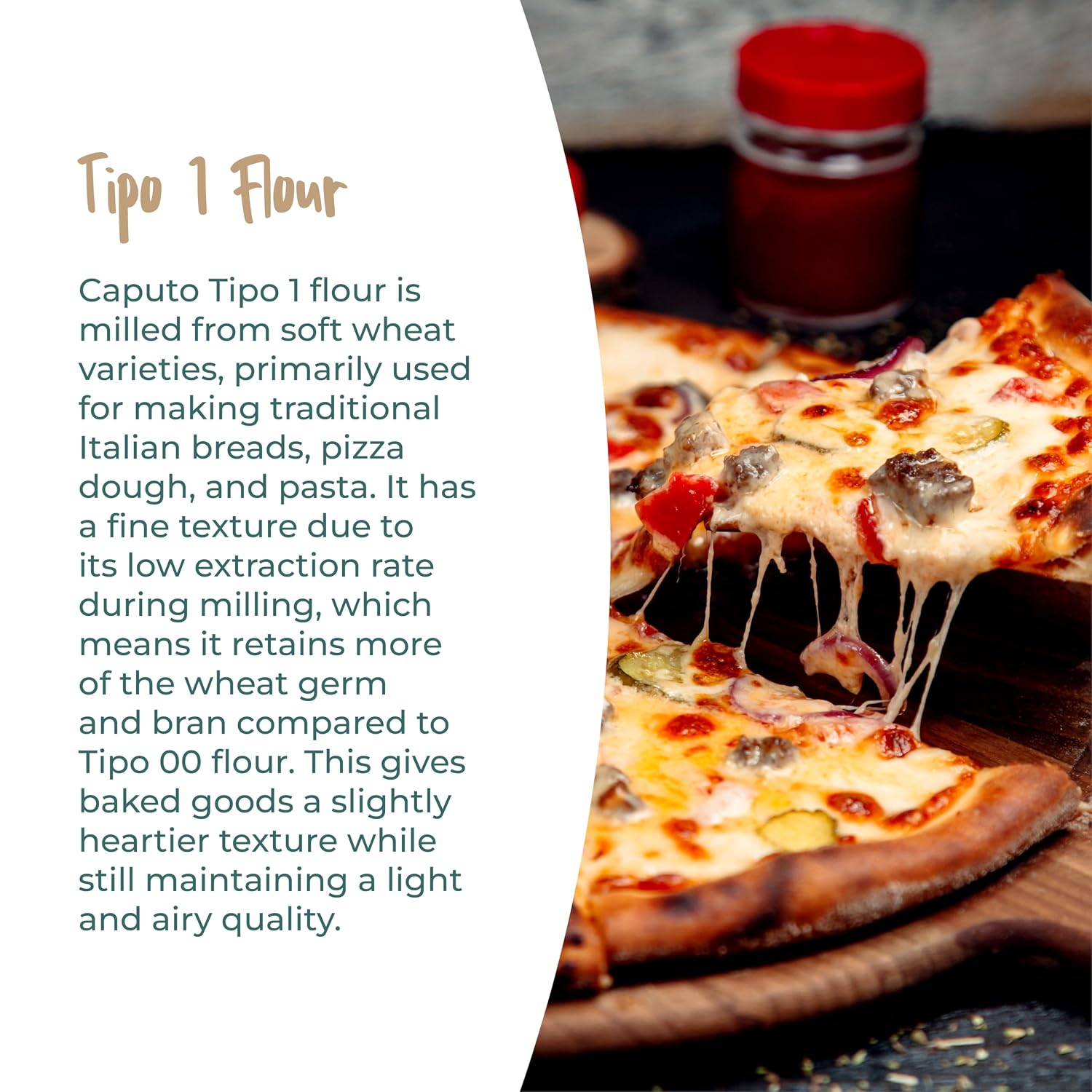 Antimo Caputo Tipo 1 Wheat Flour 11 LB Bag - Soft Wheat Flour, With Germ & Bran, Rustic Breads, Pizza & More - Italian Flour