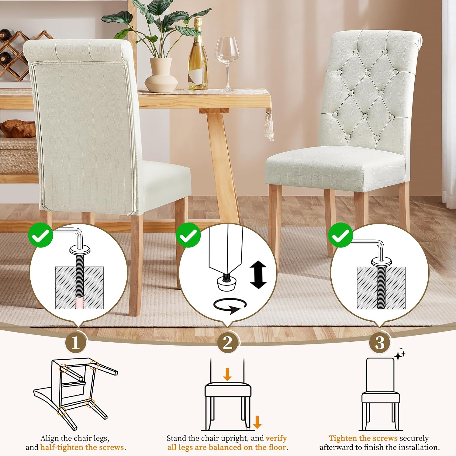 Yaheetech Dining Chairs Set of 2 Modern Upholstered Parson Chairs Dark Gray