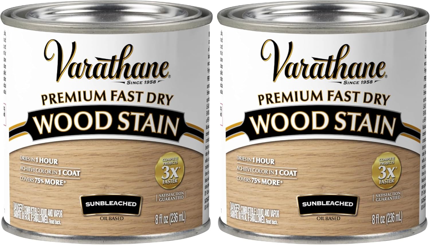 Varathane Premium Fast Dry Weathered Gray Wood Stain | Oil-Based, 1 Coat Color, 1 Hour Dry Time, Interior Wood Stain, Furniture, Cabinets, Doors, Covers Up to 275 Sq Ft, Quart