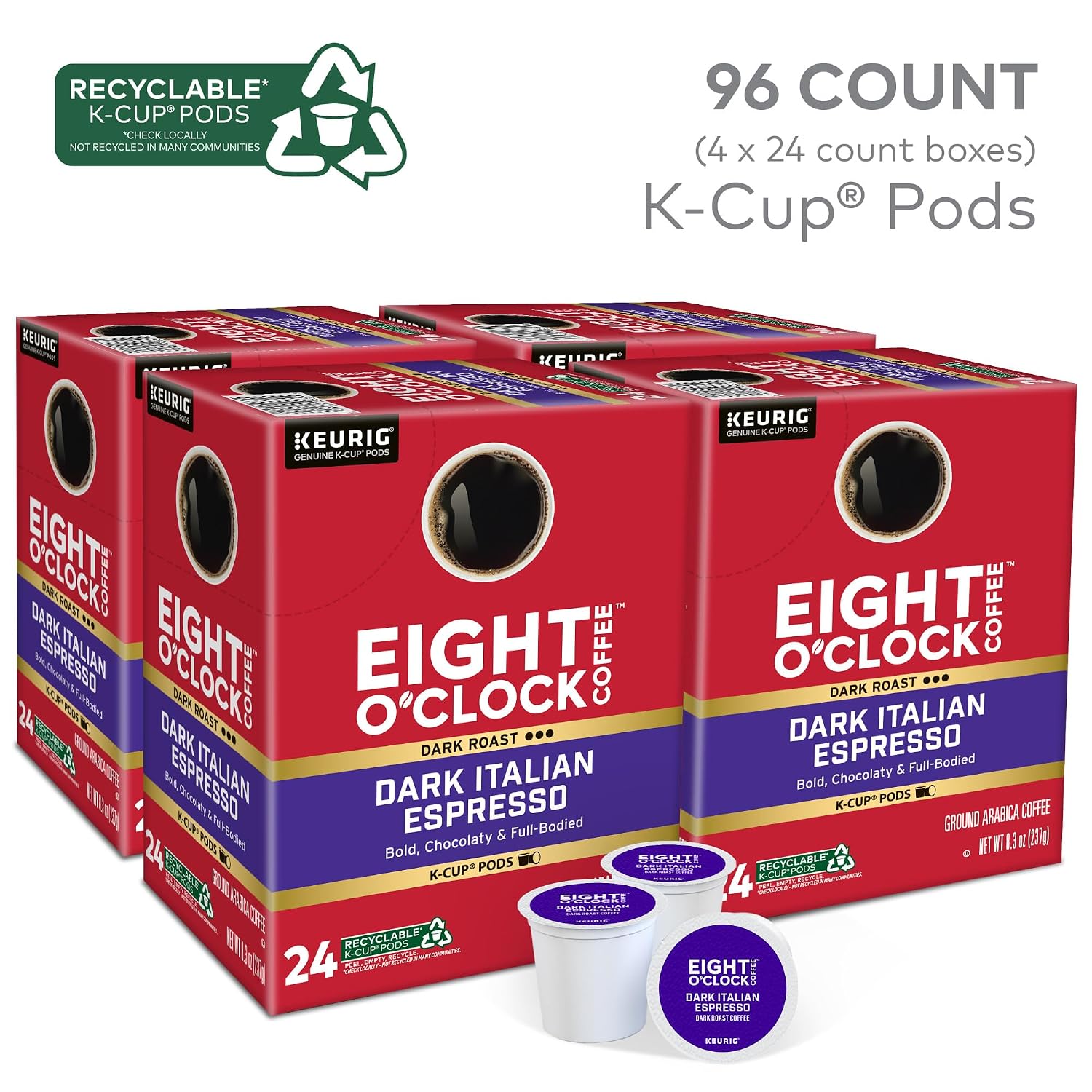 Eight O'Clock Coffee The Original, Single-Serve Keurig K-Cup Pods, Medium Roast Coffee Pods, 72 Count